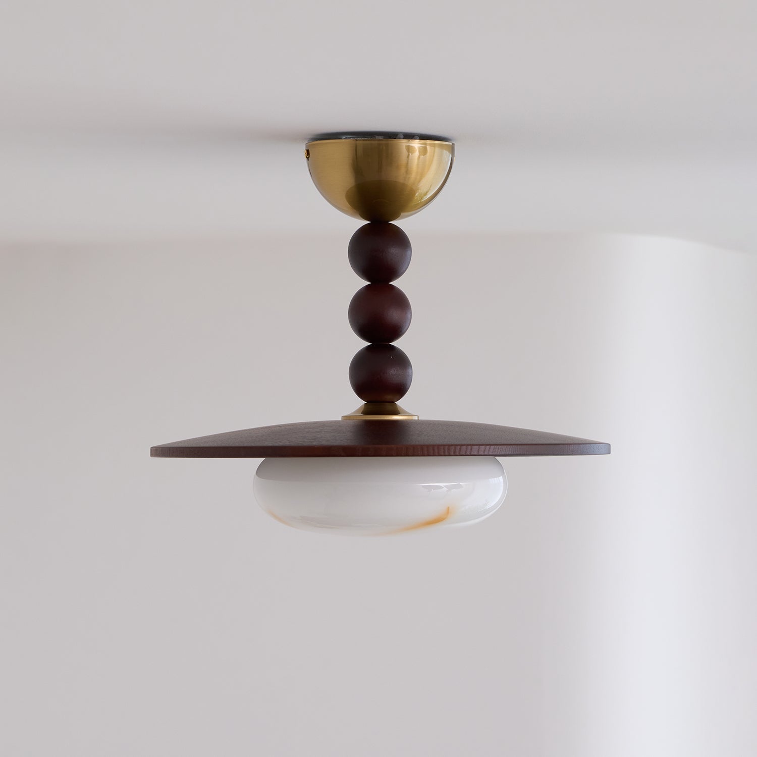 Muto Ceiling Light Walnut Color & White Imitation Alabaster - Neutralighting