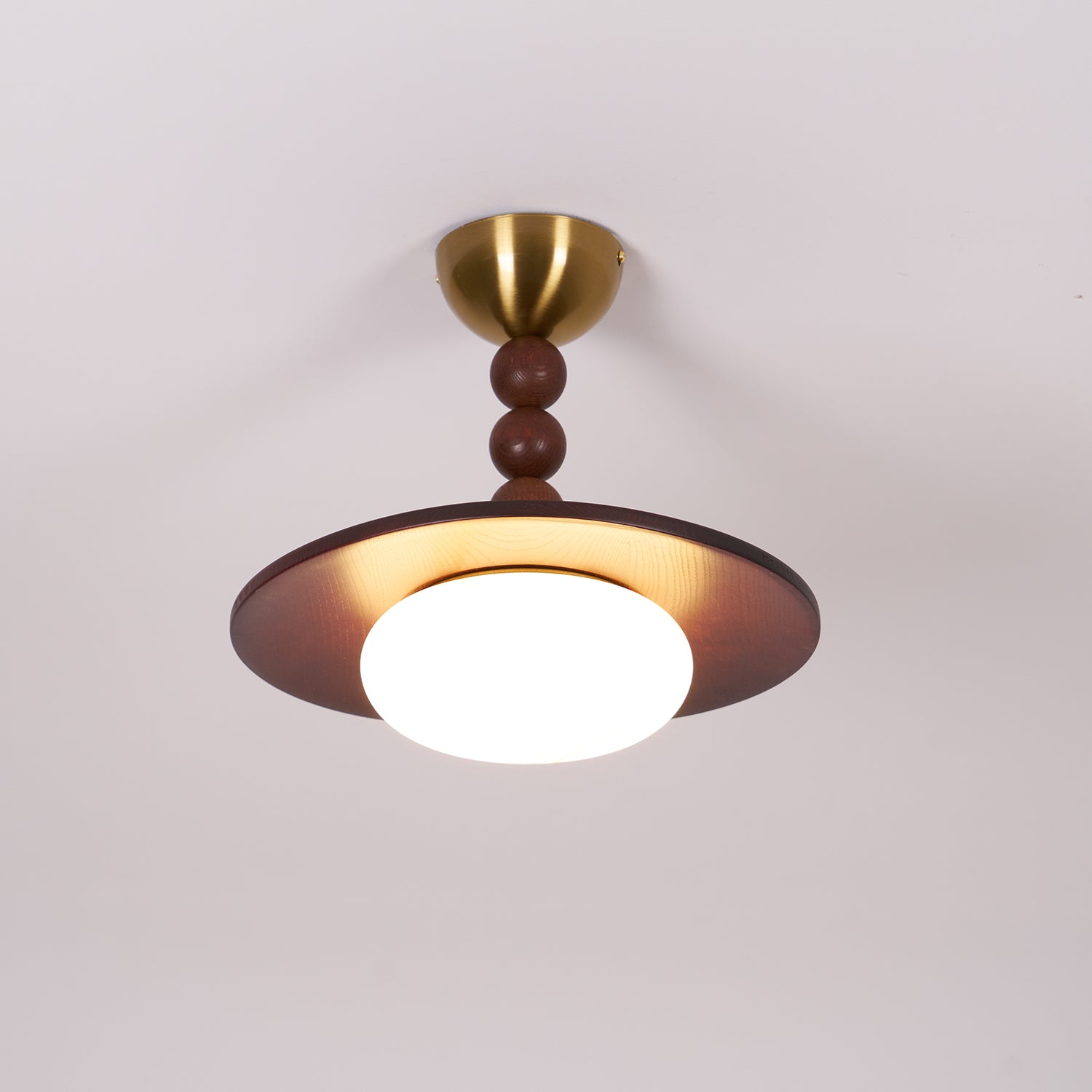 Muto Ceiling Light Walnut Color & White Imitation Alabaster - Neutralighting