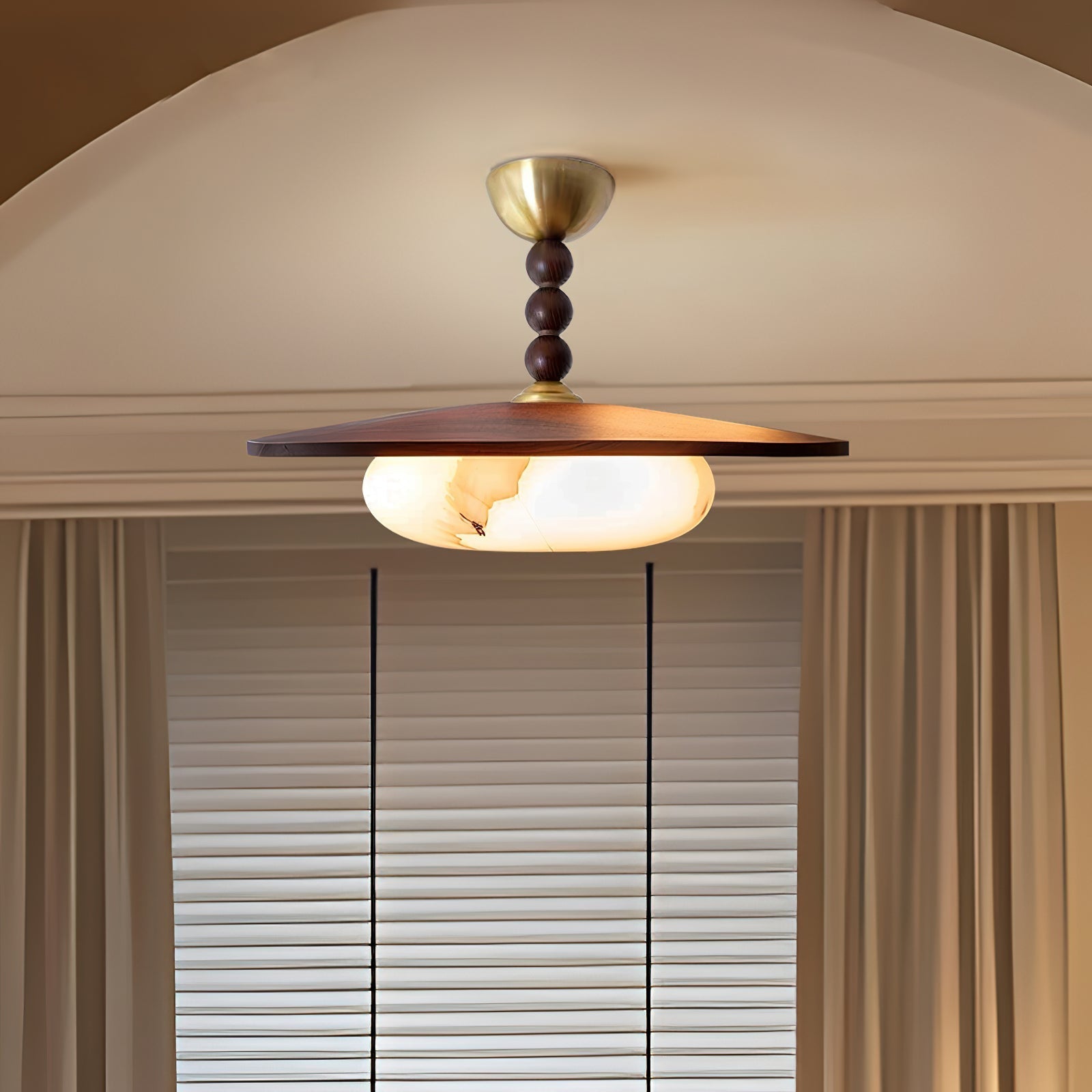 Yeste Ceiling Light Walnut Color & White Imitation Alabaster - Neutralighting