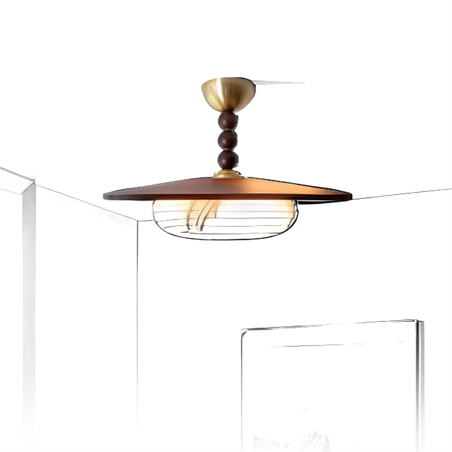 Muto Ceiling Light Walnut Color & White Imitation Alabaster - Neutralighting