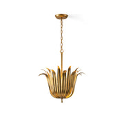 Vicenzio Leaf Pendant Light in gold finish, front view.