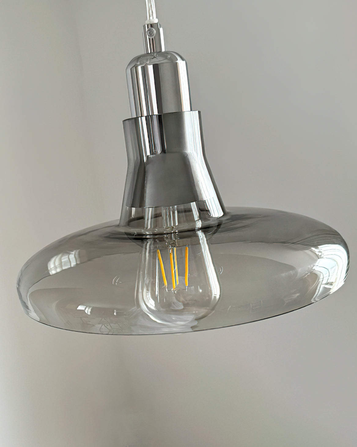 View from below the Williston Pendant Light showing the bulb.