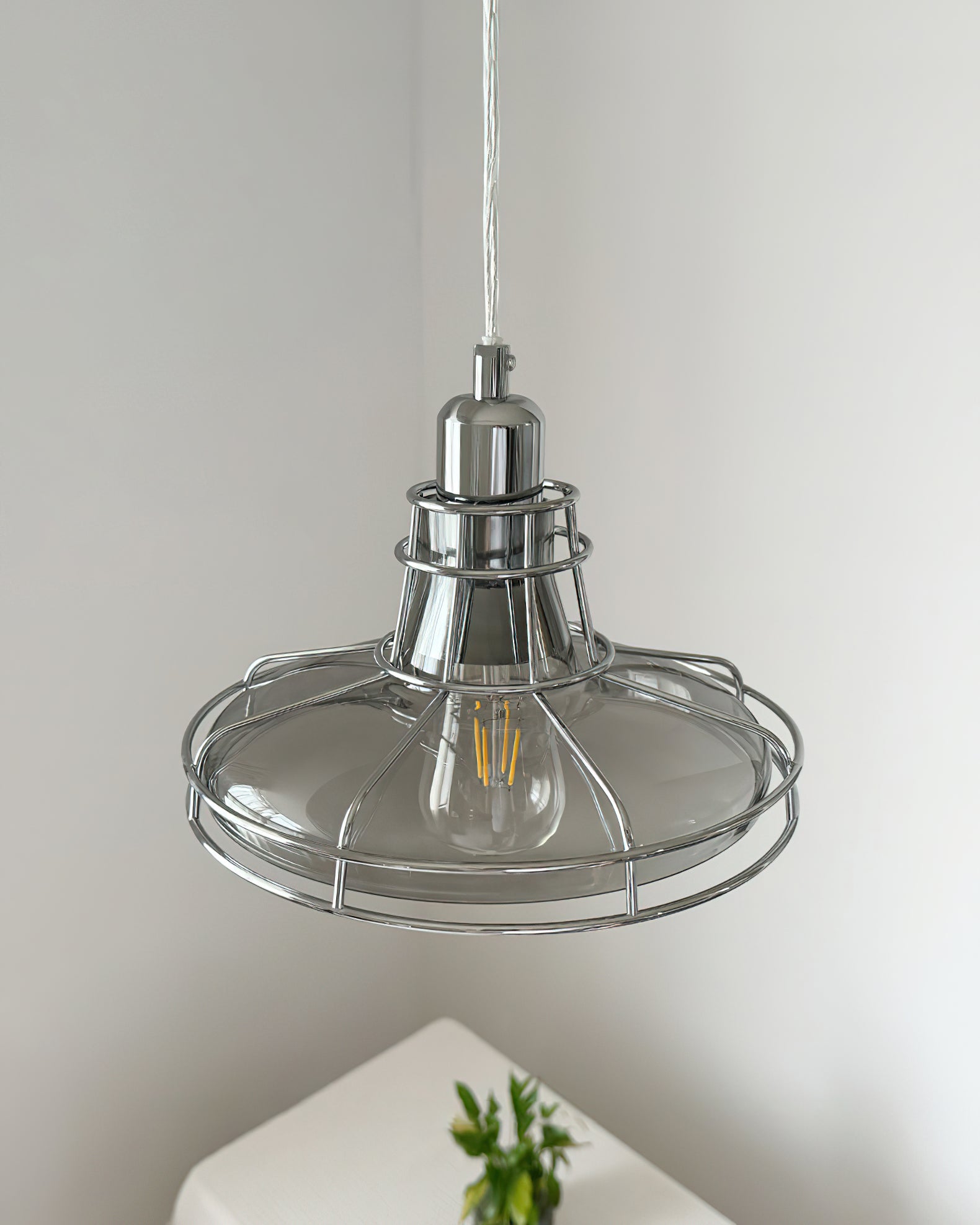 Angled shot of the industrial-style Williston Pendant Light.