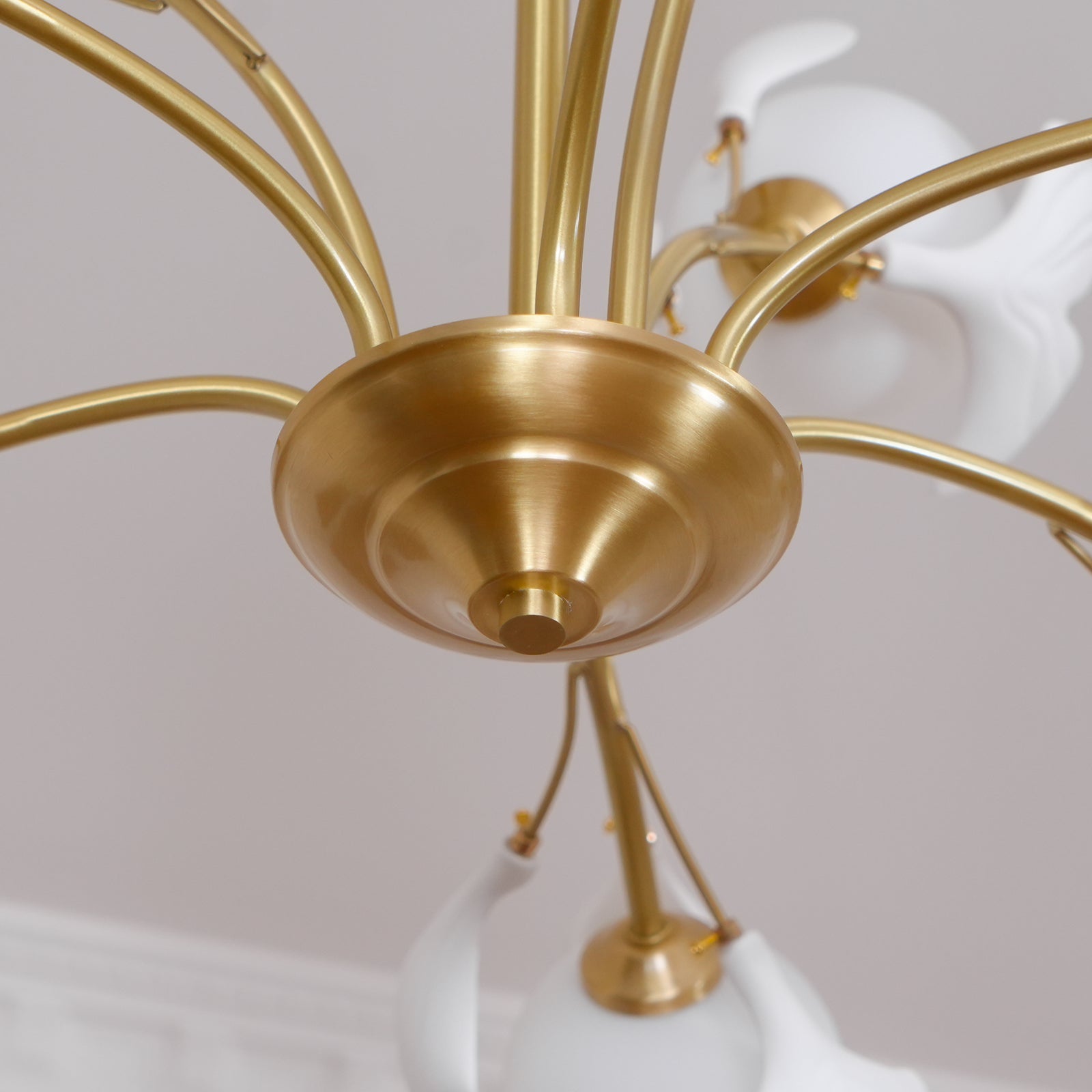 Ginkgo Leaf Chandelier with Frosted Glass Globes