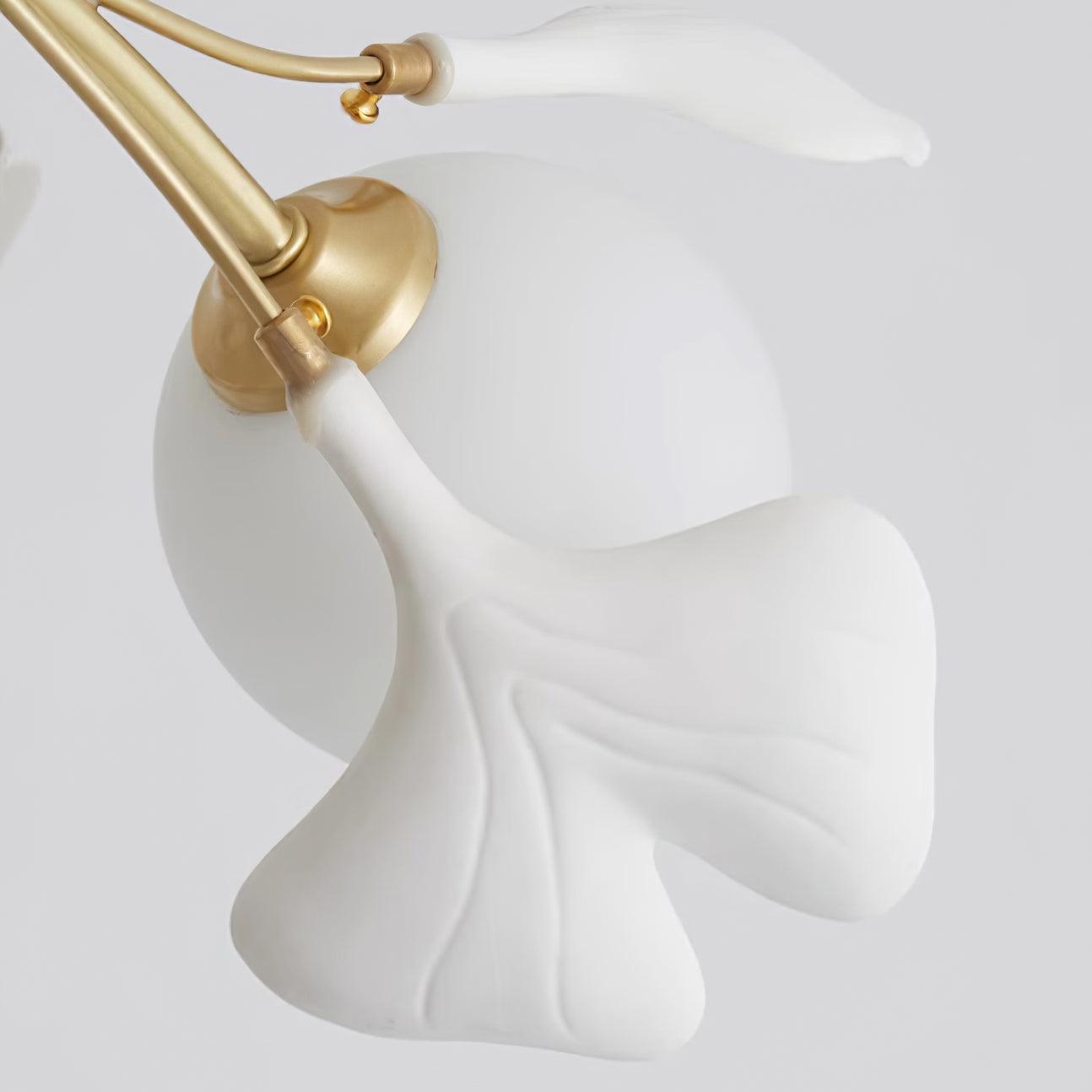 Ginkgo Leaf Chandelier with Frosted Glass Globes