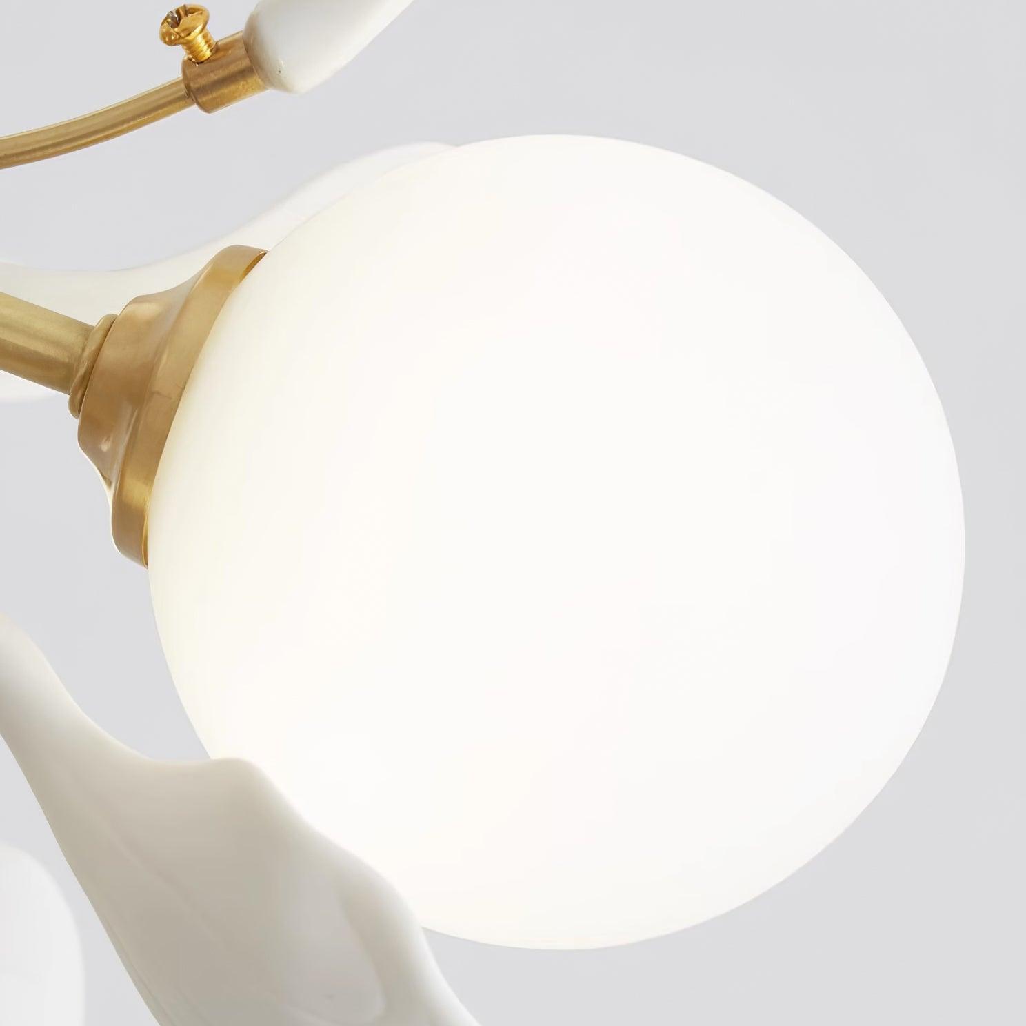 Ginkgo Leaf Chandelier with Frosted Glass Globes