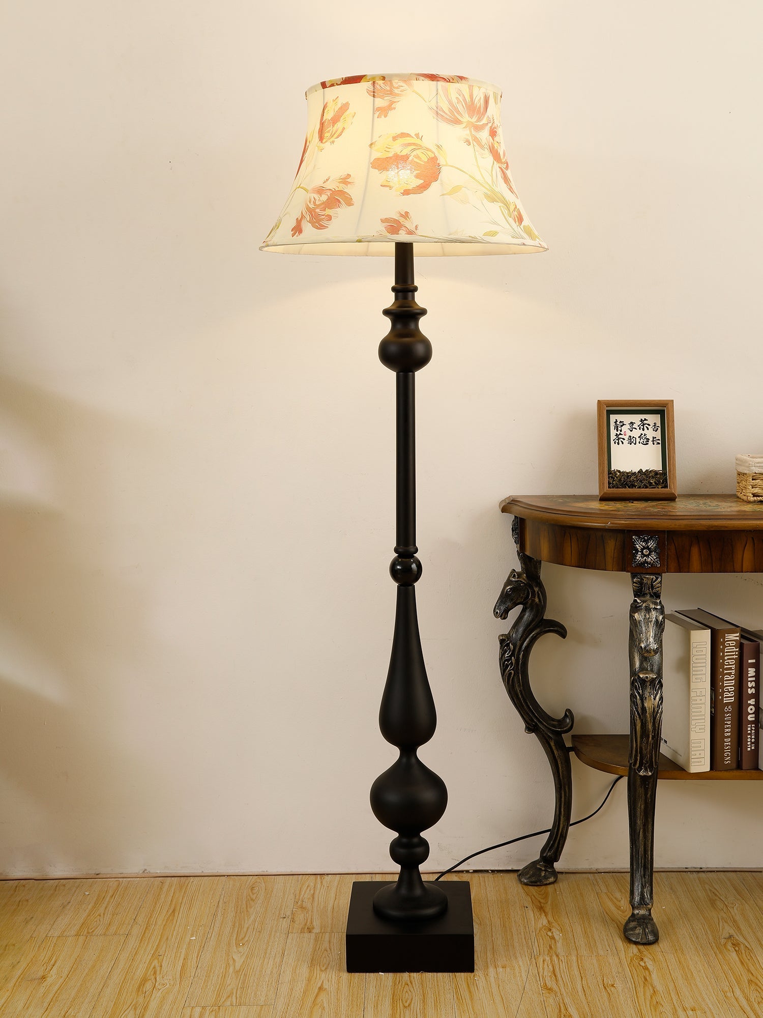 Floren Wood Fabric Classic Floor Lamp-Neutral Decor