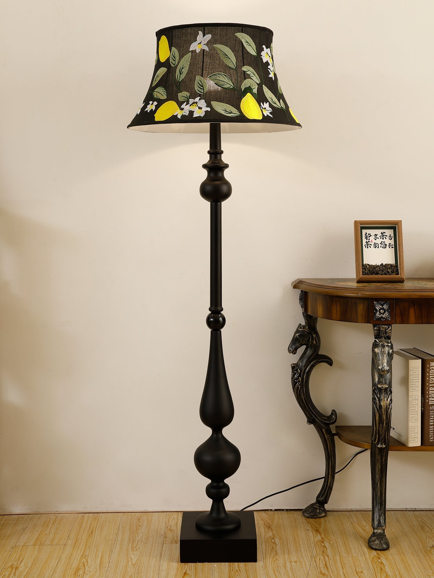Floren Wood Fabric Classic Floor Lamp-Neutral Decor