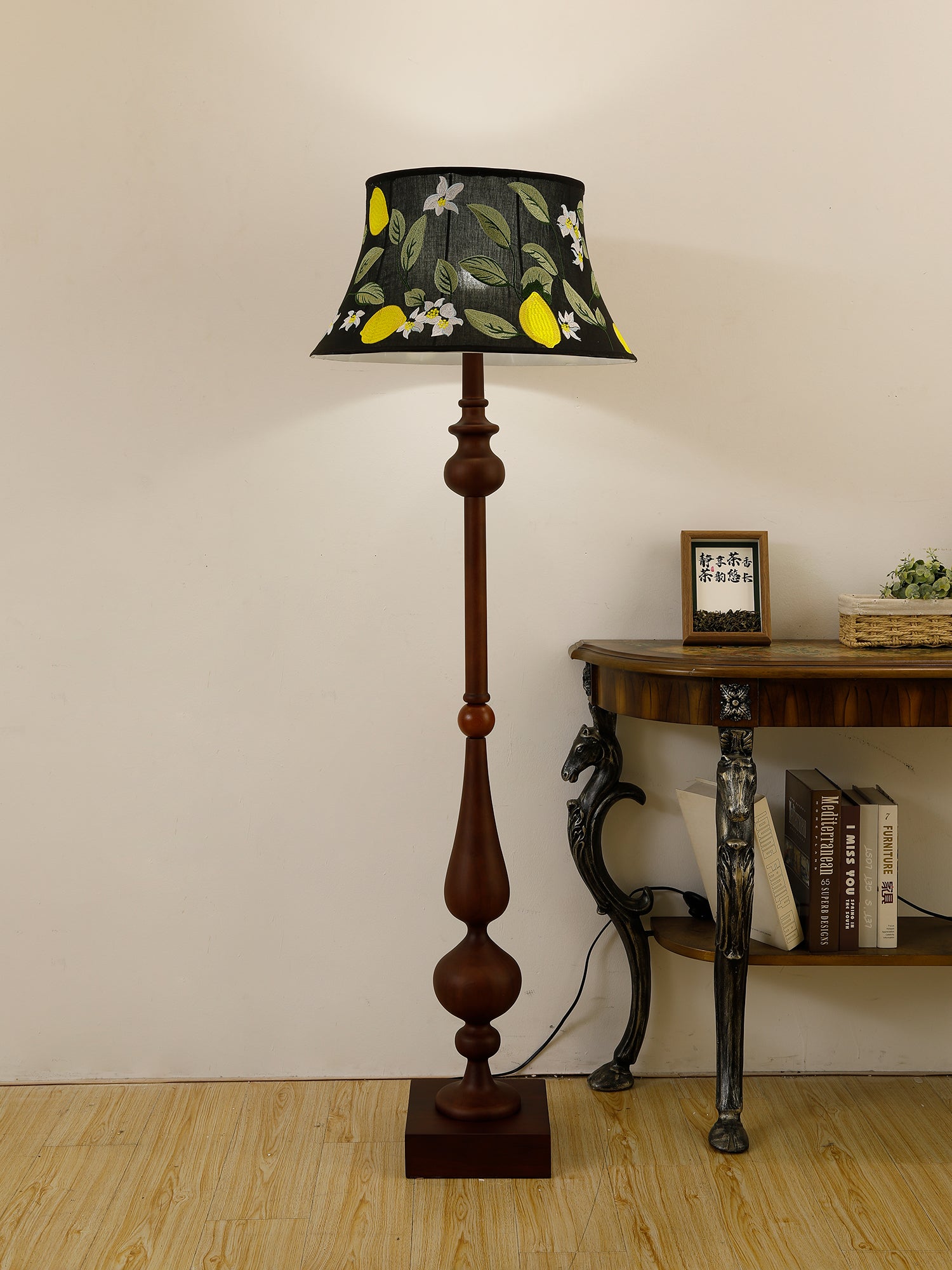 Floren Wood Fabric Classic Floor Lamp-Neutral Decor