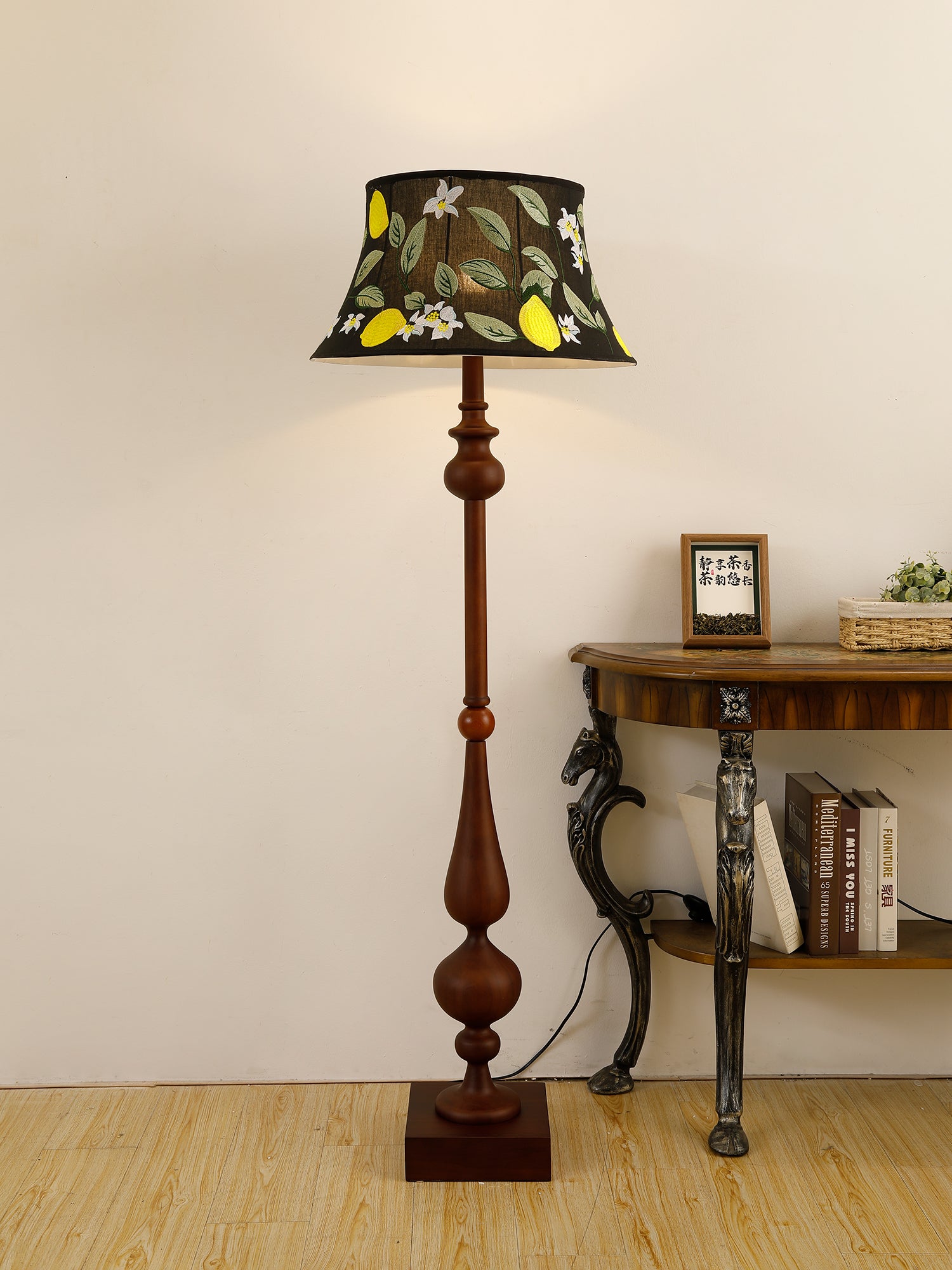 Floren Wood Fabric Classic Floor Lamp-Neutral Decor