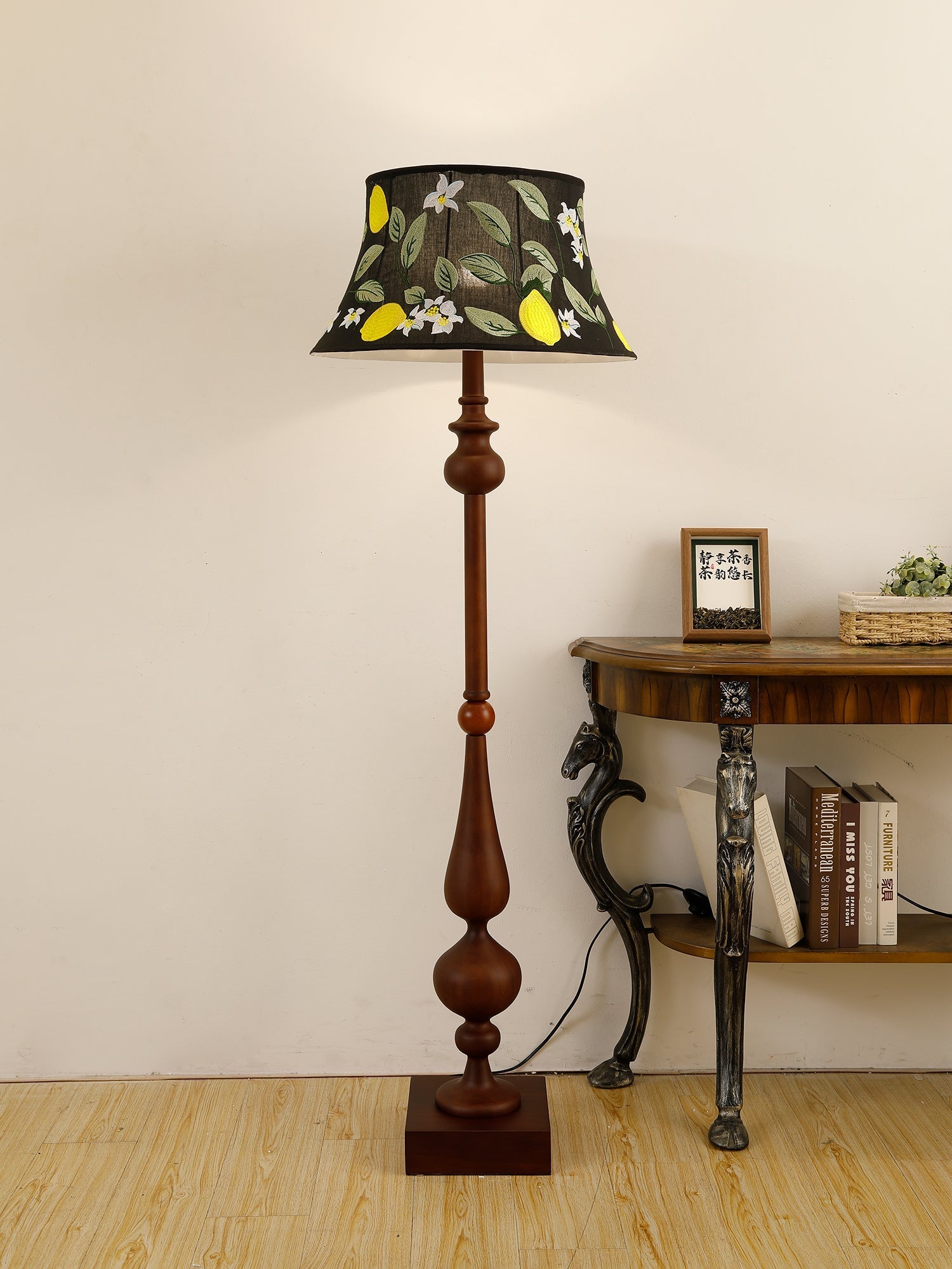 Floren Wood Fabric Classic Floor Lamp-Neutral Decor
