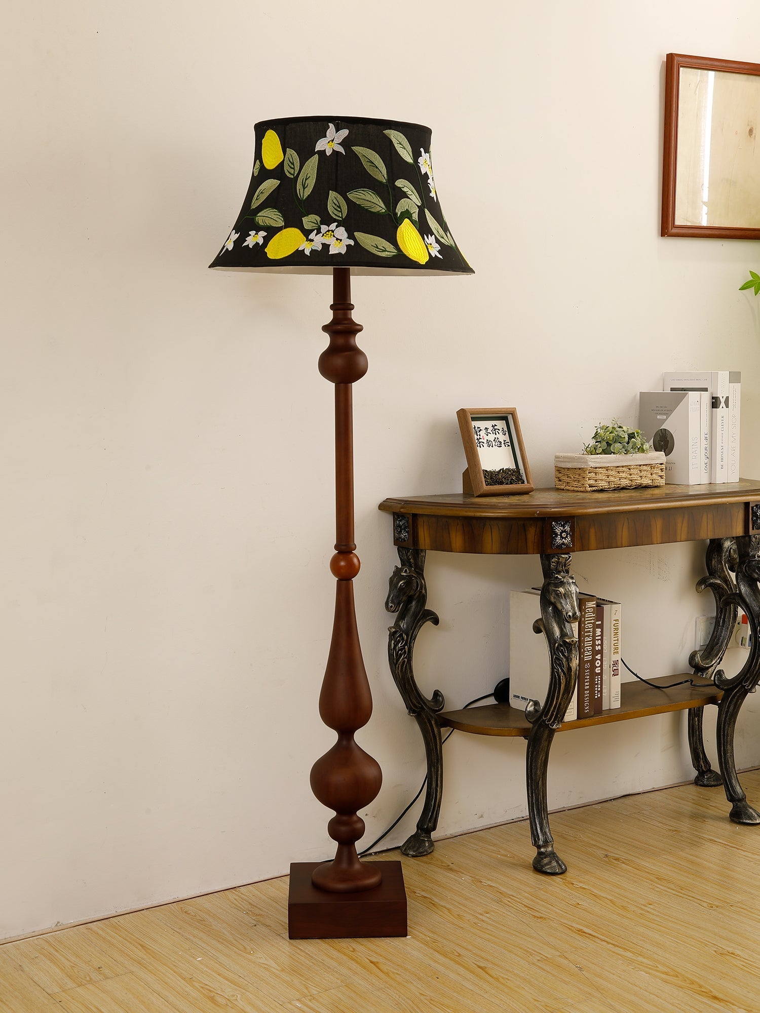 Floren Wood Fabric Classic Floor Lamp-Neutral Decor