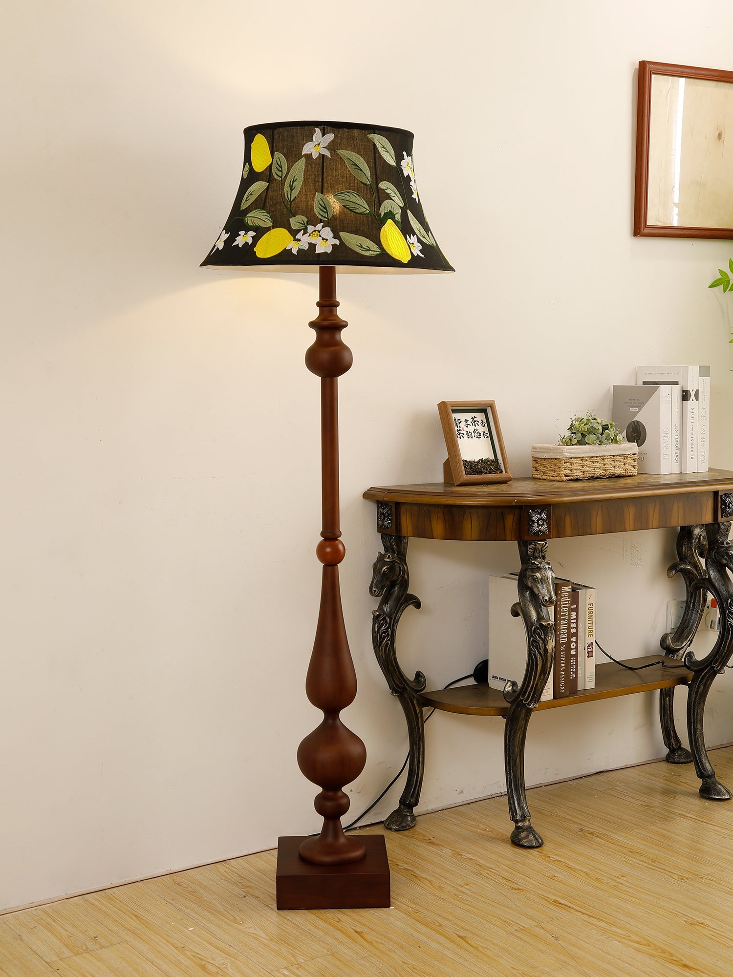 Floren Wood Fabric Classic Floor Lamp-Neutral Decor