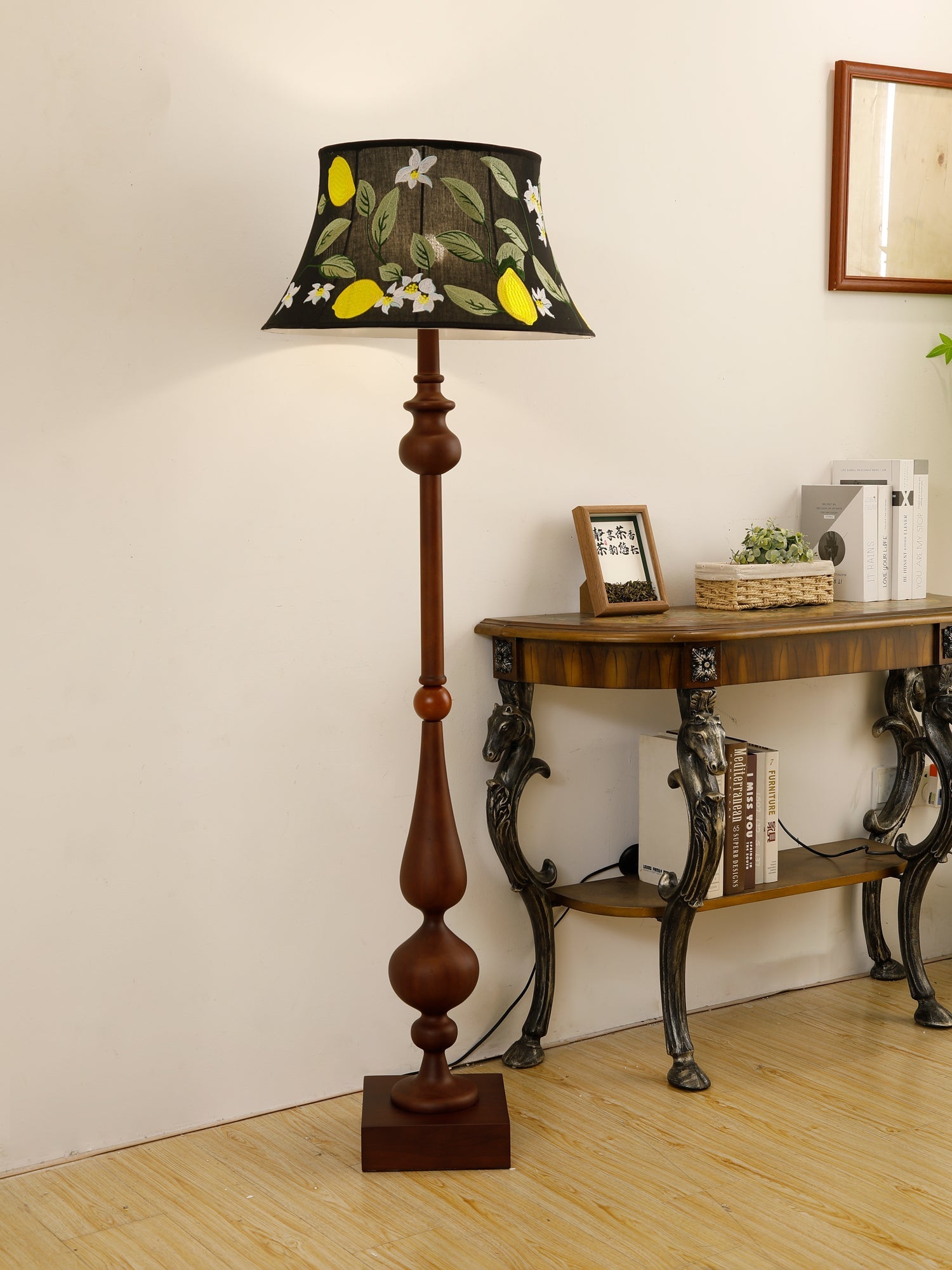 Floren Wood Fabric Classic Floor Lamp-Neutral Decor