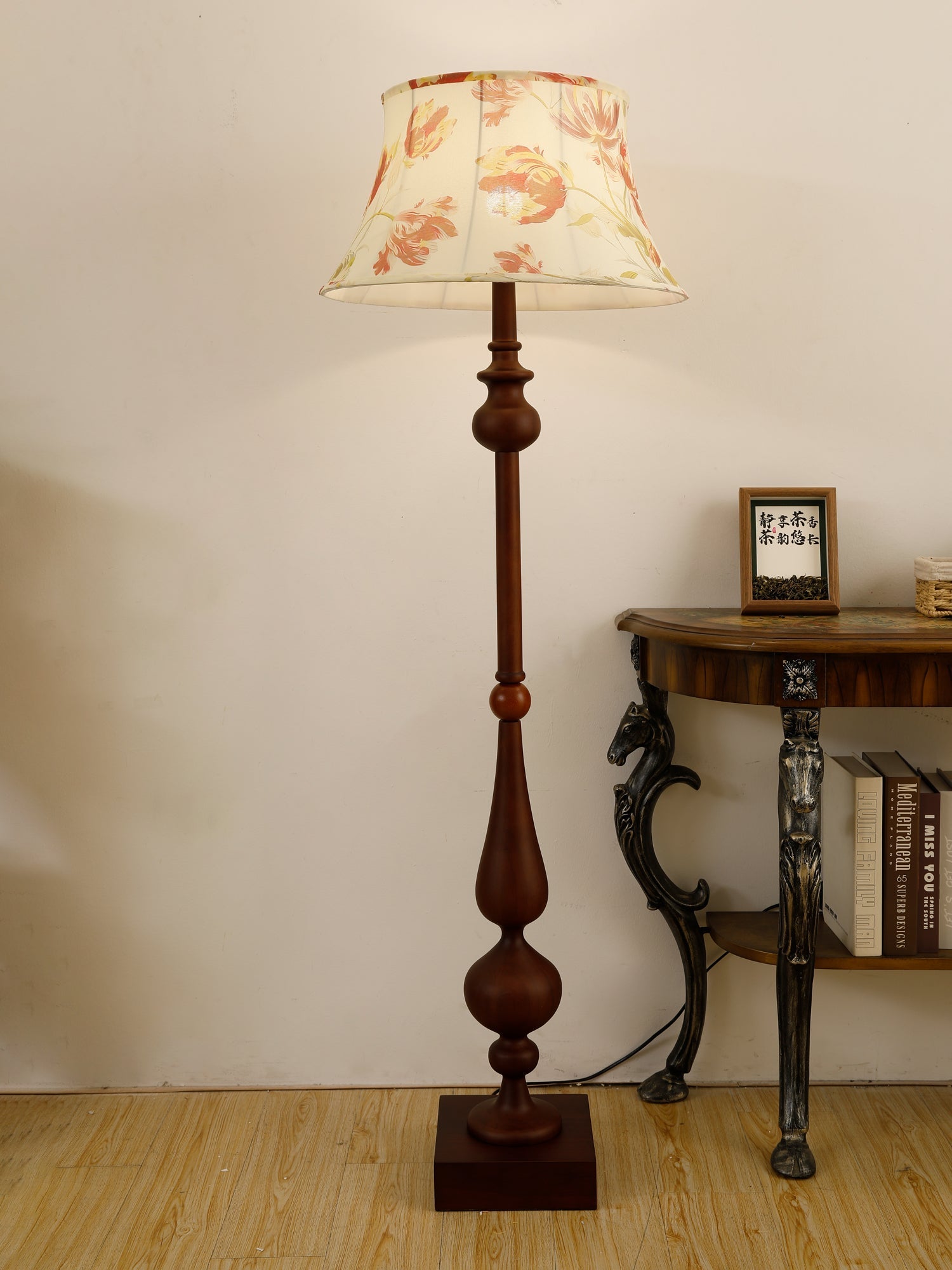 Floren Wood Fabric Classic Floor Lamp-Neutral Decor