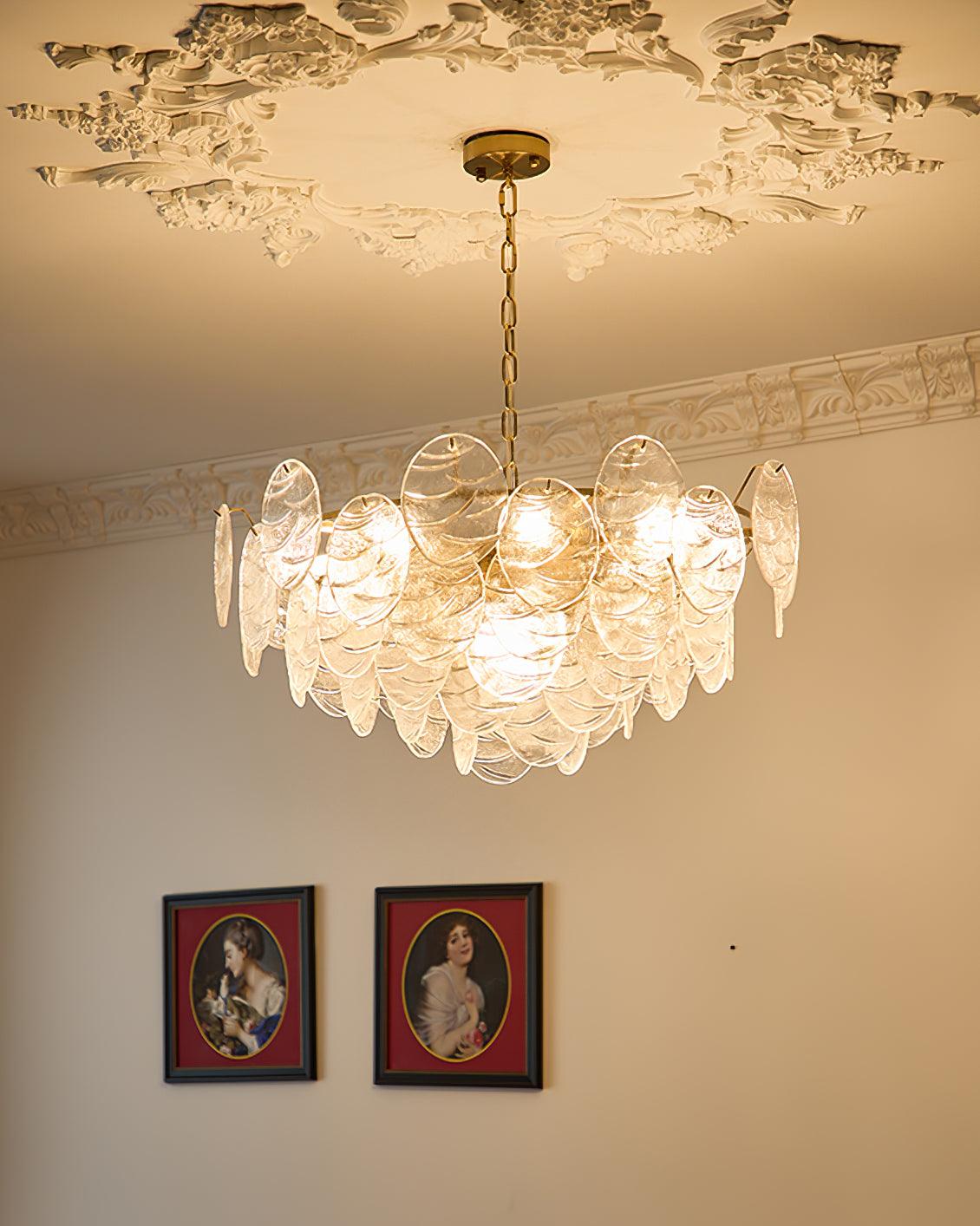 Leaf Vintage Glass Chandelier-Neutral Decor