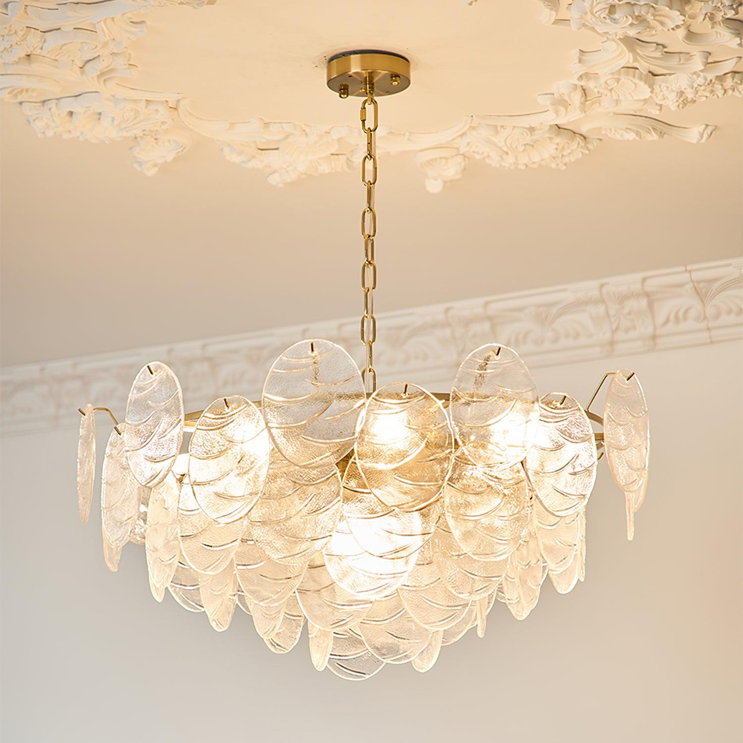 Leaf Vintage Glass Chandelier-Neutral Decor