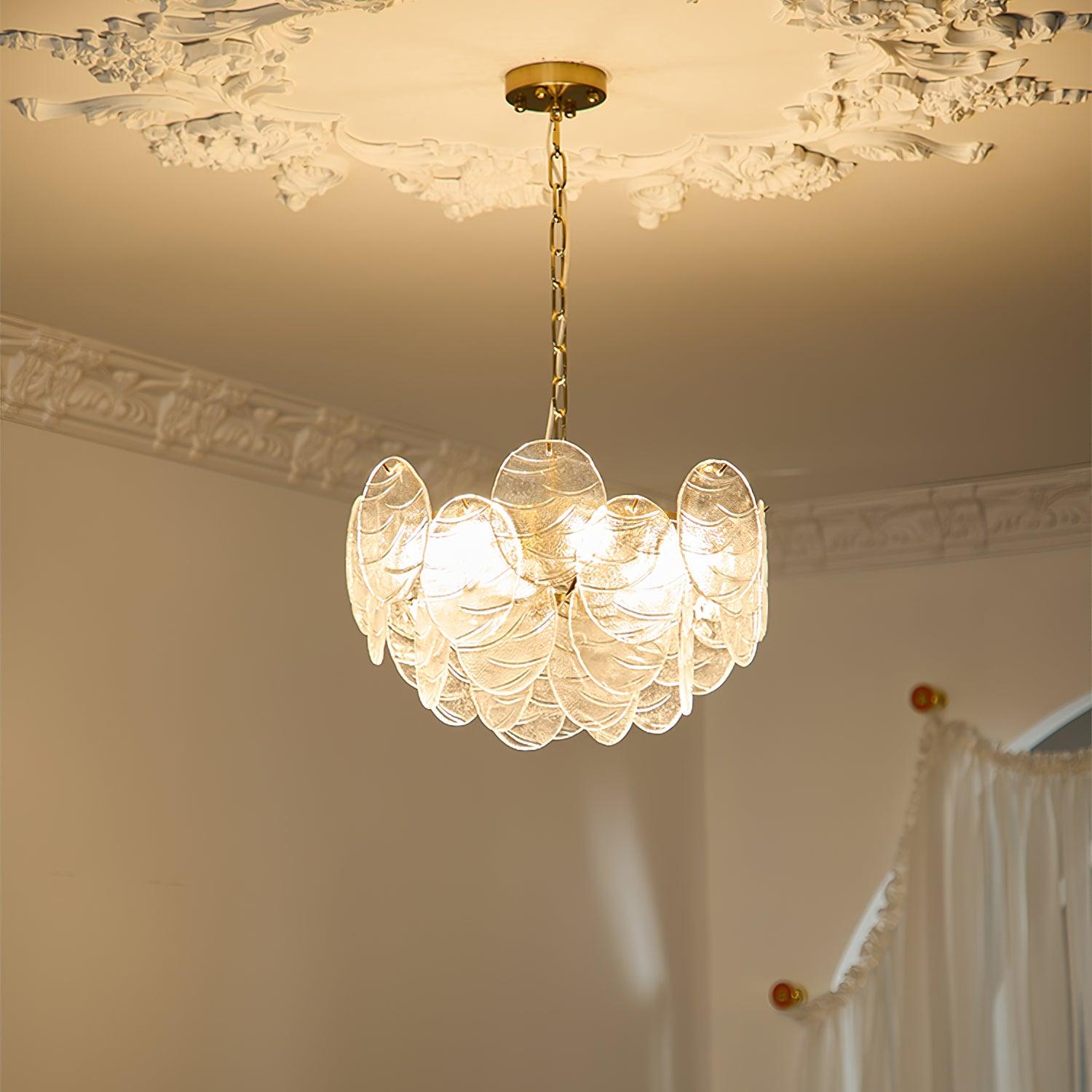 Chandelier Glass Discs Metal Frame Gold Finish Victorian