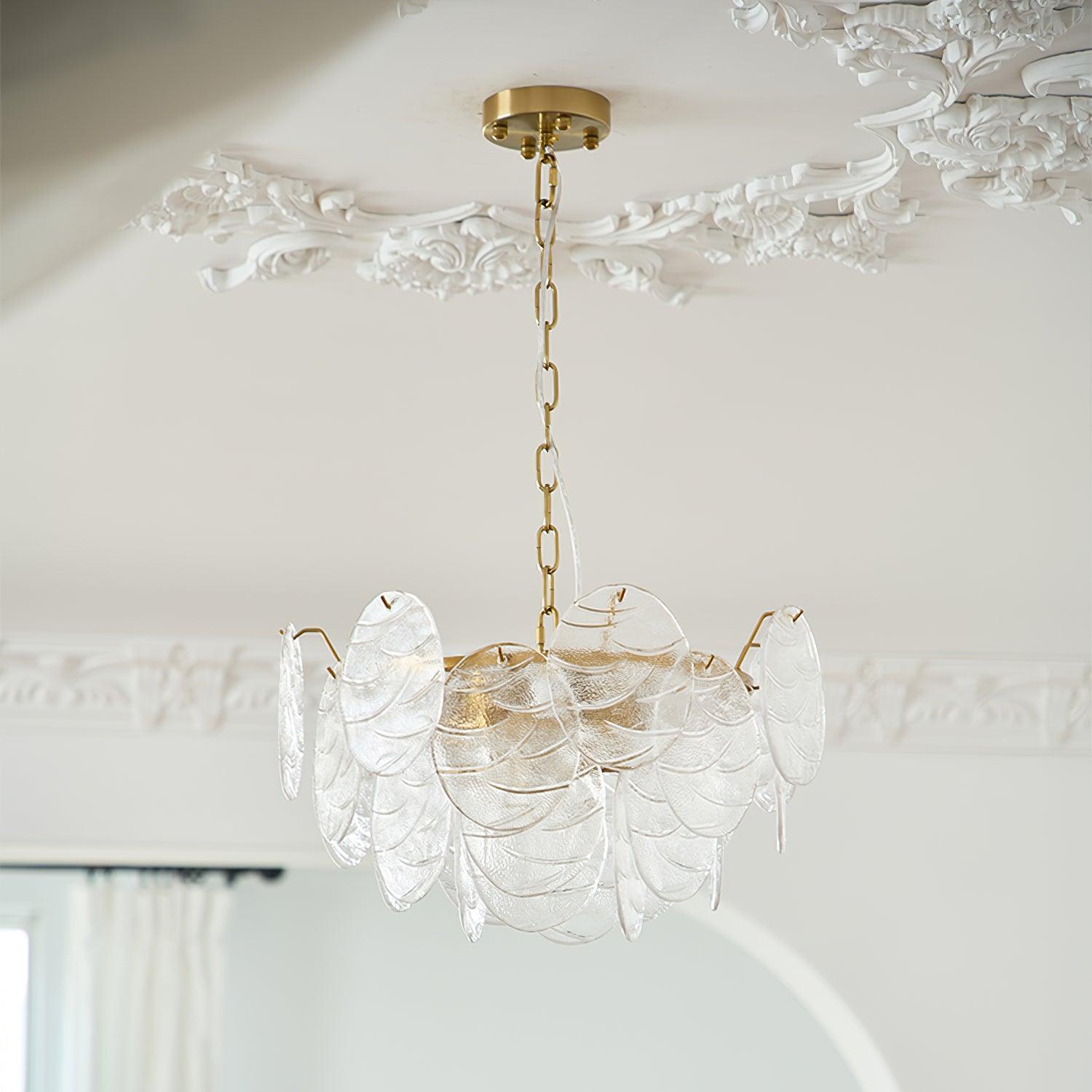 Leaf Vintage Glass Chandelier-Neutral Decor
