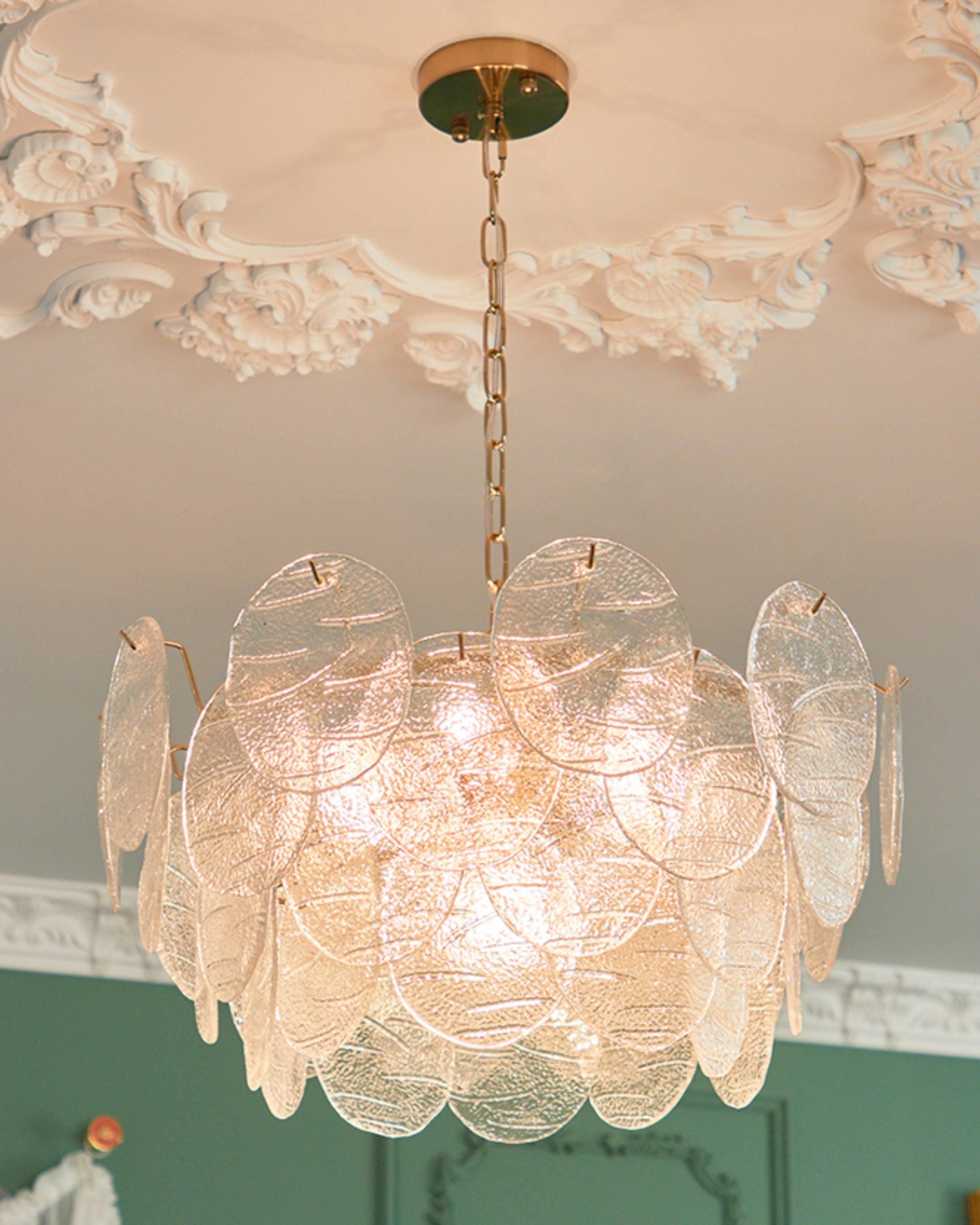 Chandelier Glass Discs Metal Frame Gold Finish Victorian