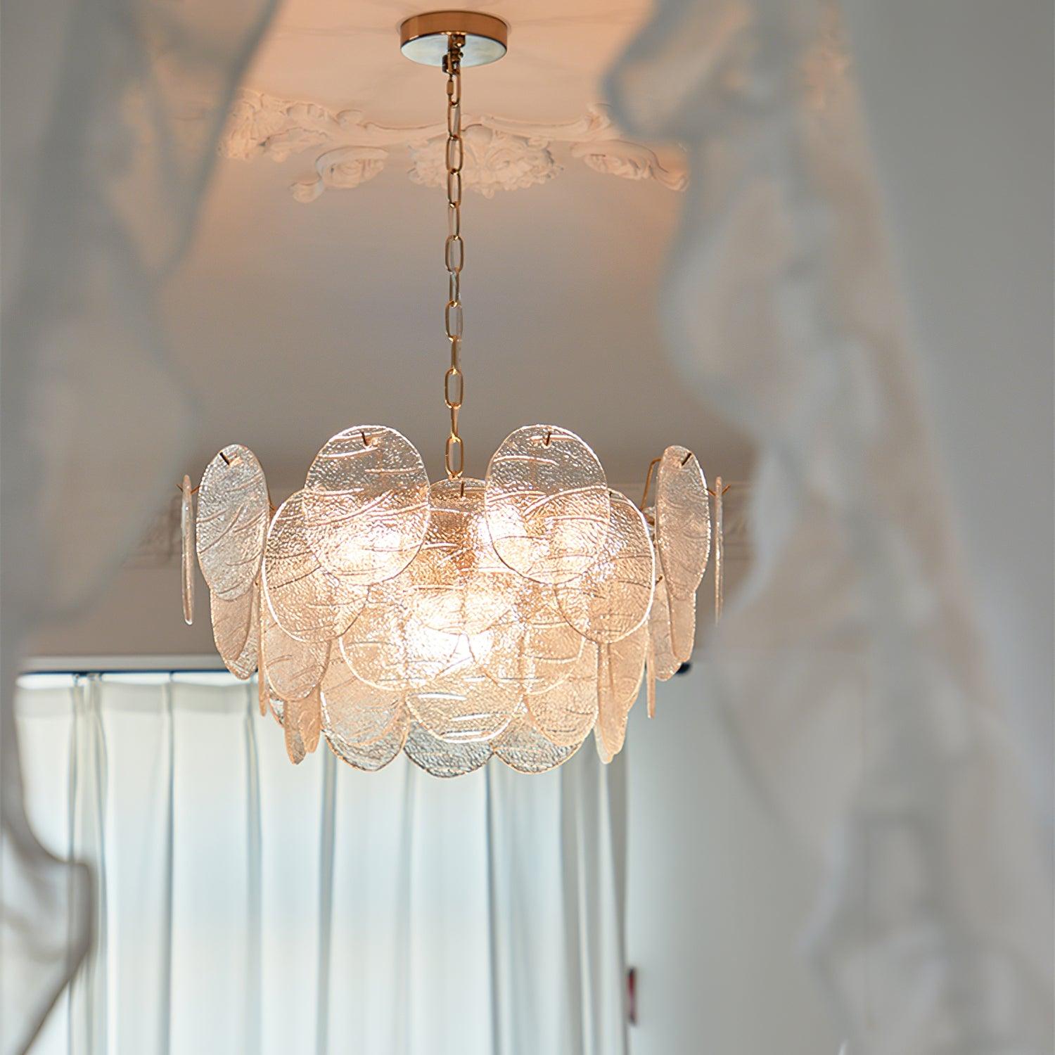 Chandelier Glass Discs Metal Frame Gold Finish Victorian