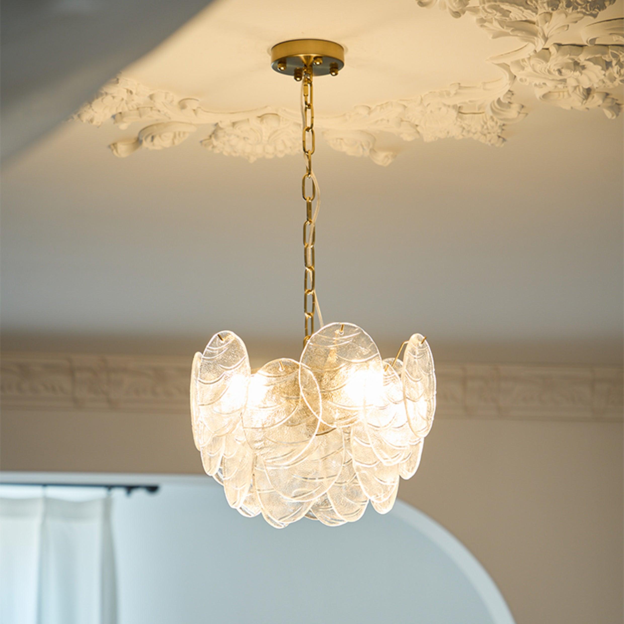 Leaf Vintage Glass Chandelier-Neutral Decor