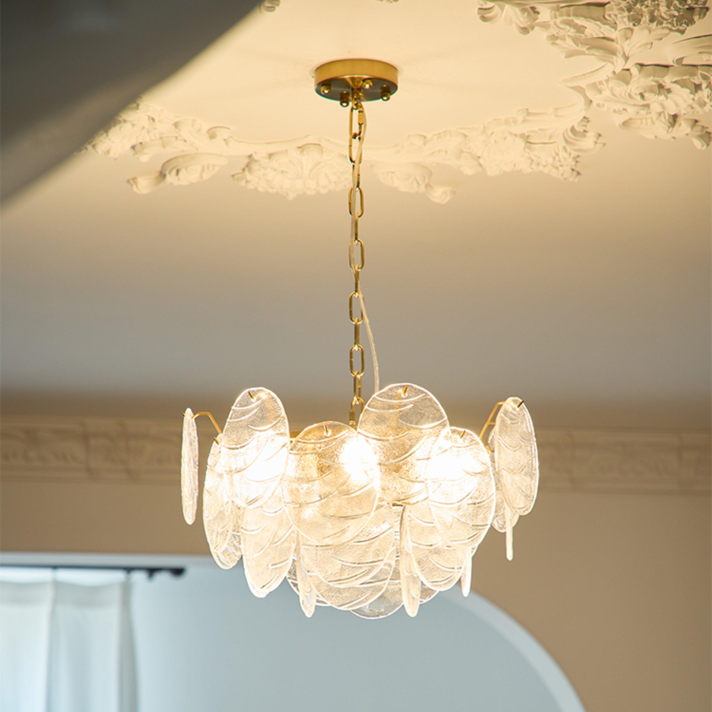 Leaf Vintage Glass Chandelier-Neutral Decor