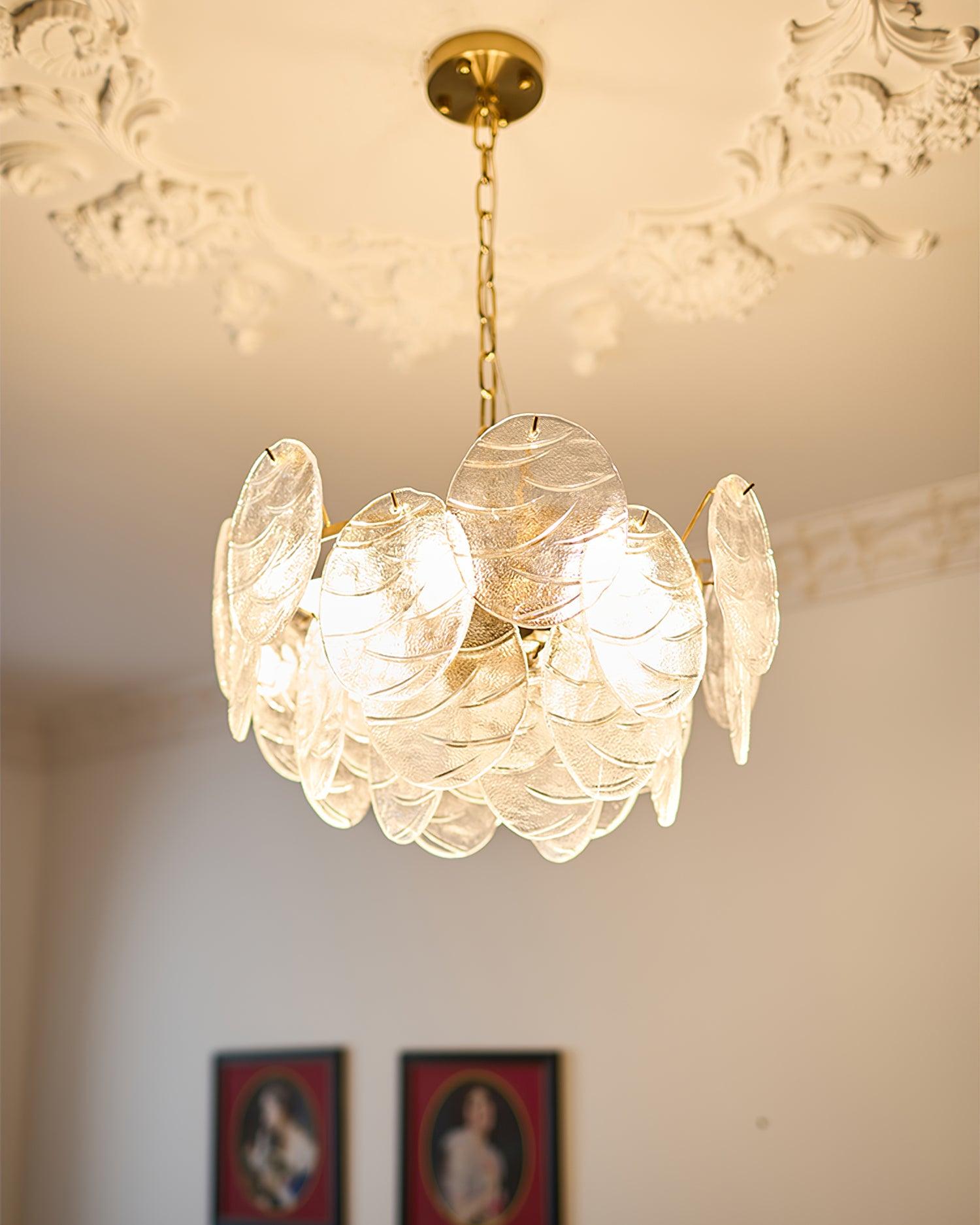 Leaf Vintage Glass Chandelier-Neutral Decor