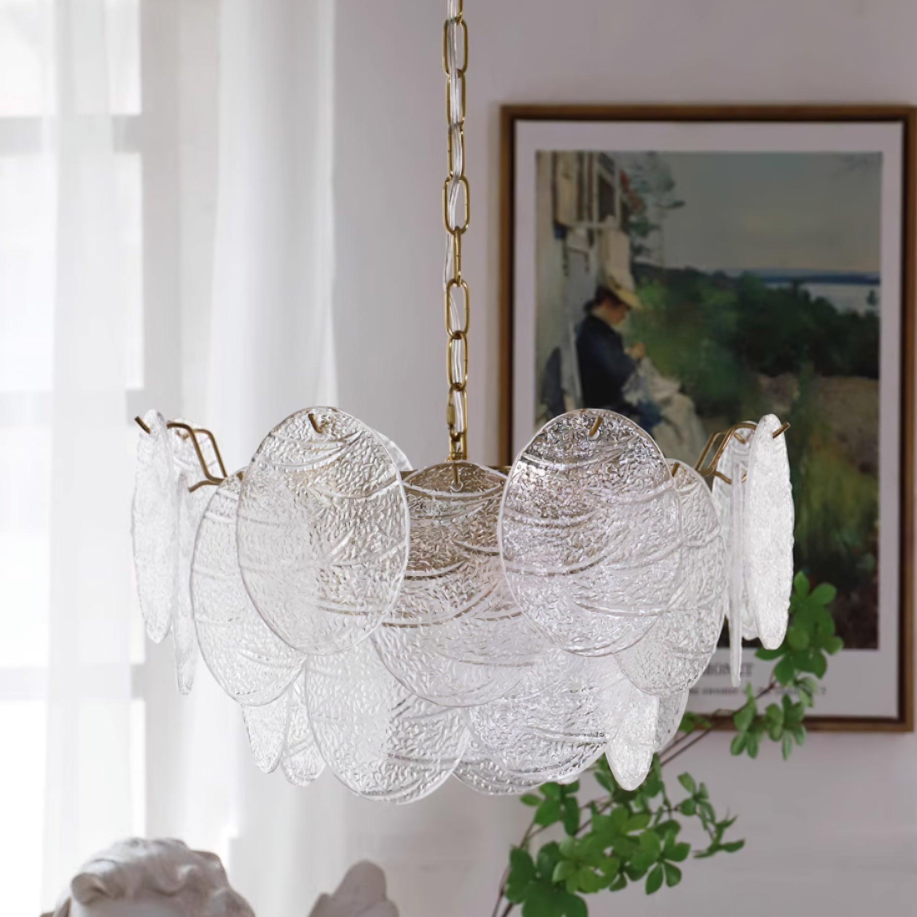Leaf Vintage Glass Chandelier-Neutral Decor