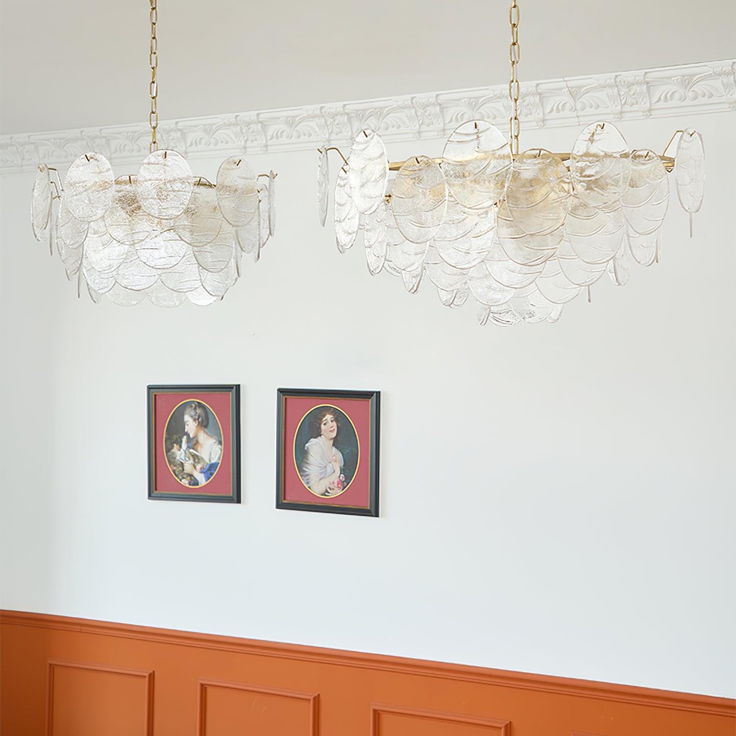 Leaf Vintage Glass Chandelier-Neutral Decor