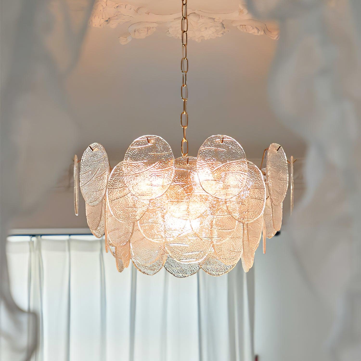 Chandelier Glass Discs Metal Frame Gold Finish Victorian