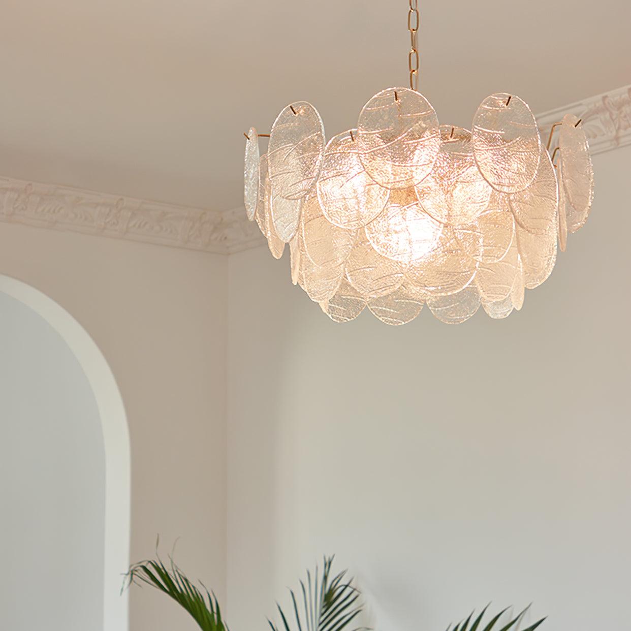 Leaf Vintage Glass Chandelier-Neutral Decor
