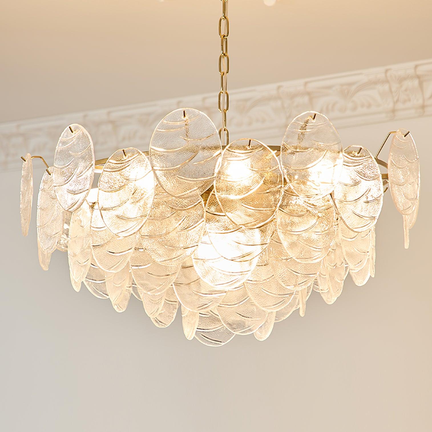 Leaf Vintage Glass Chandelier-Neutral Decor