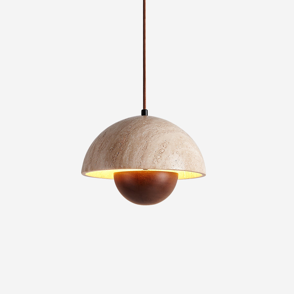 Saren Travertine Pendant Lamp Wood-Neutral Decor