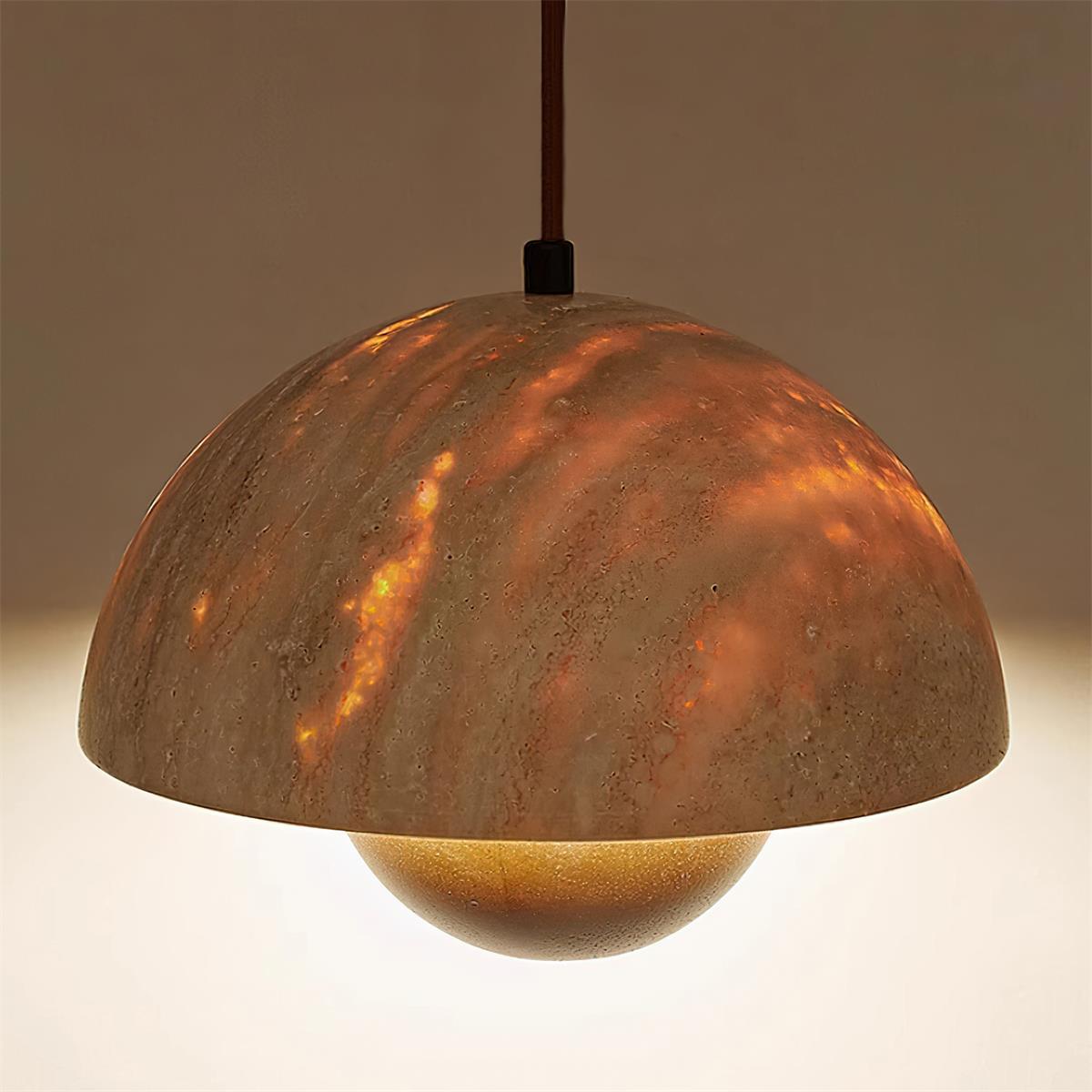 Saren Travertine Pendant Lamp Wood-Neutral Decor