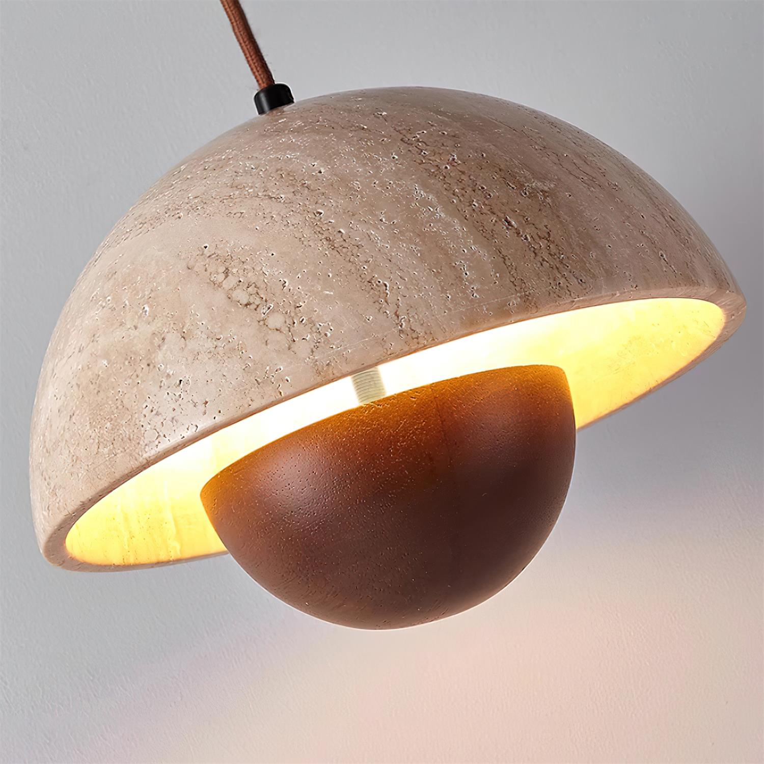 Saren Travertine Pendant Lamp Wood-Neutral Decor