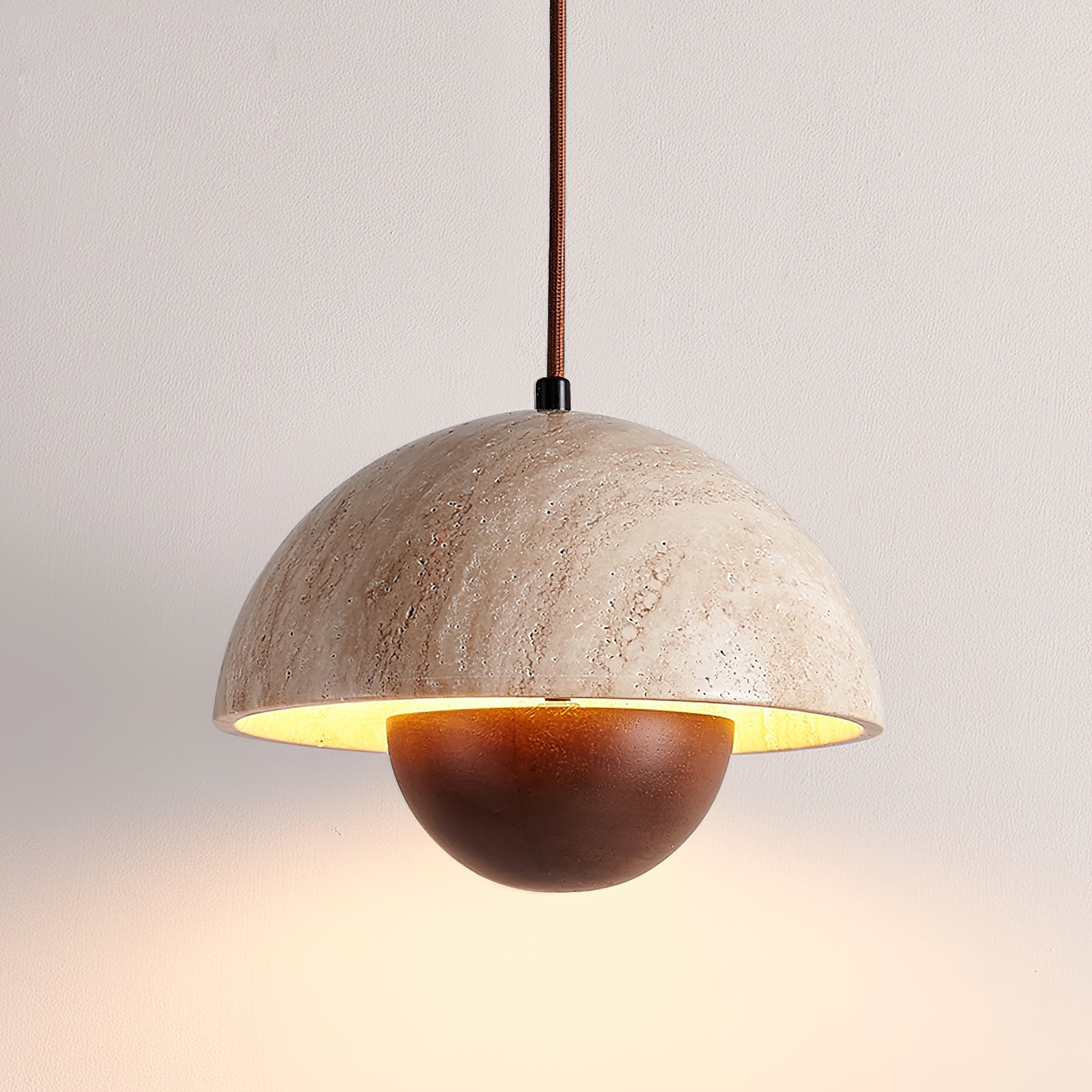 Ritta  Travertine  Pendant Lamp Wood