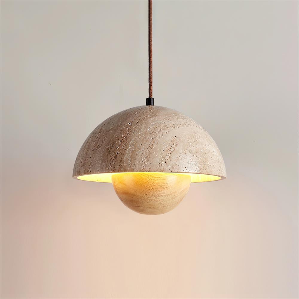 Saren Travertine Pendant Lamp Wood-Neutral Decor