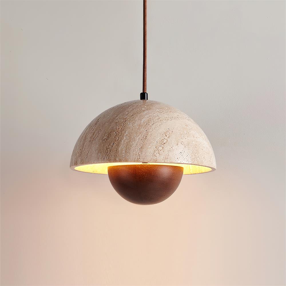 Saren Travertine Pendant Lamp Wood-Neutral Decor
