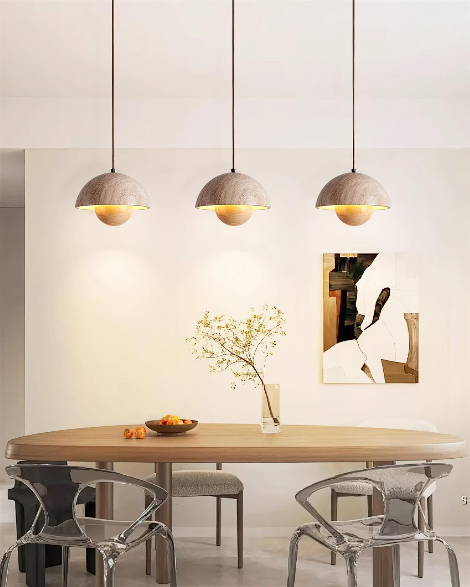 Saren Travertine Pendant Lamp Wood-Neutral Decor