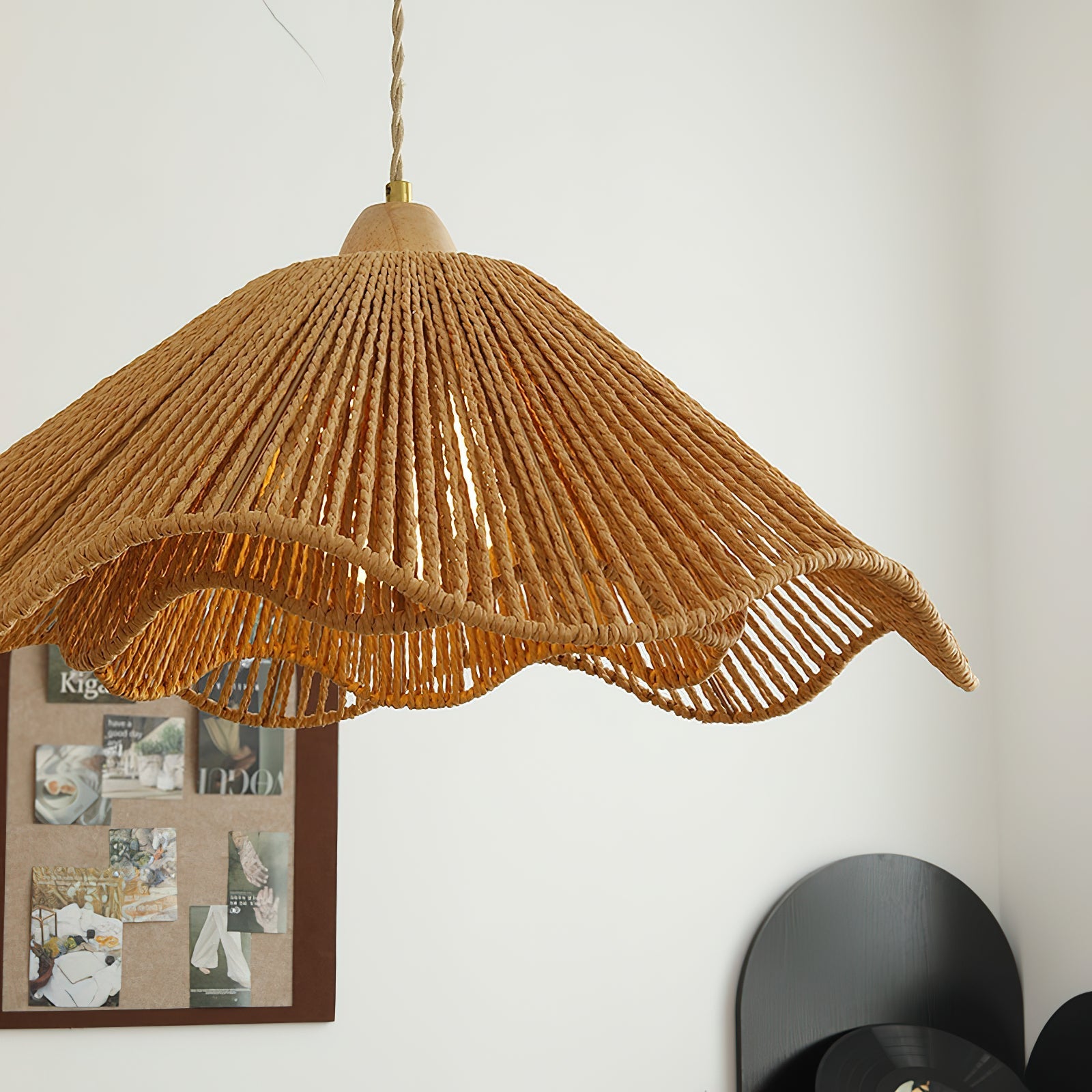 Detail of the metal frame and ceiling mount for the Vilna Pendant Light.