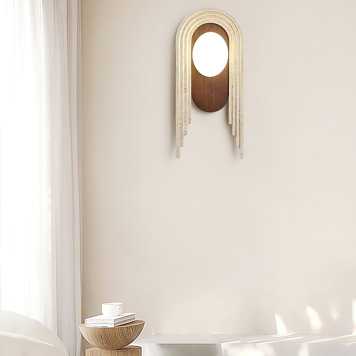 Uloryra Arch-Frame Travertine Wall Light-Neutral Decor