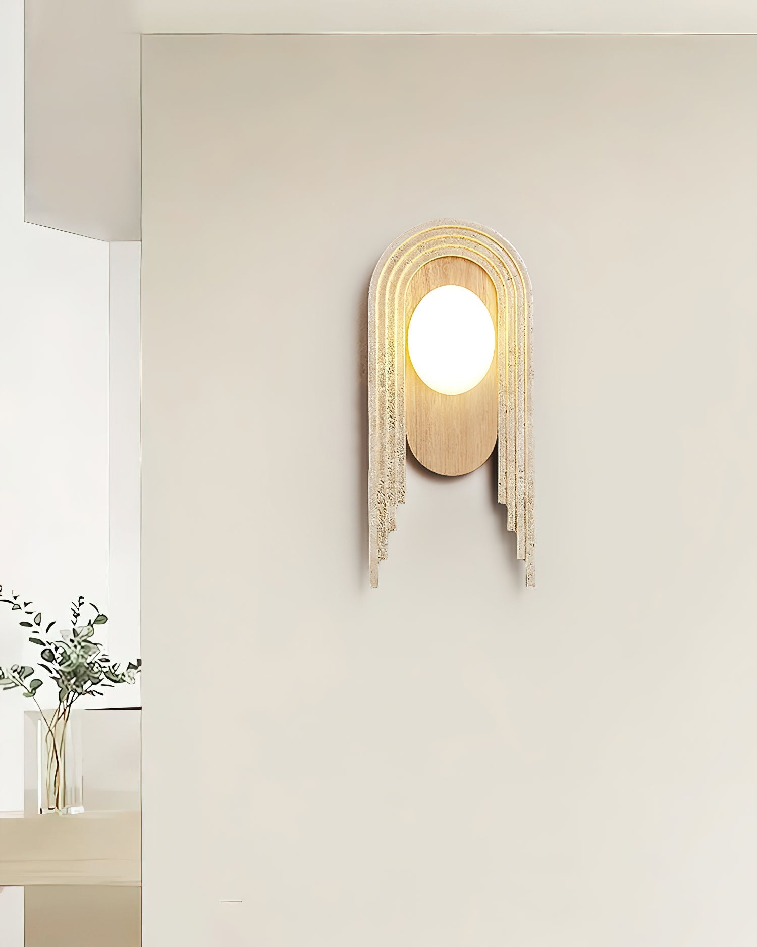 Uloryra Arch-Frame Travertine Wall Light-Neutral Decor