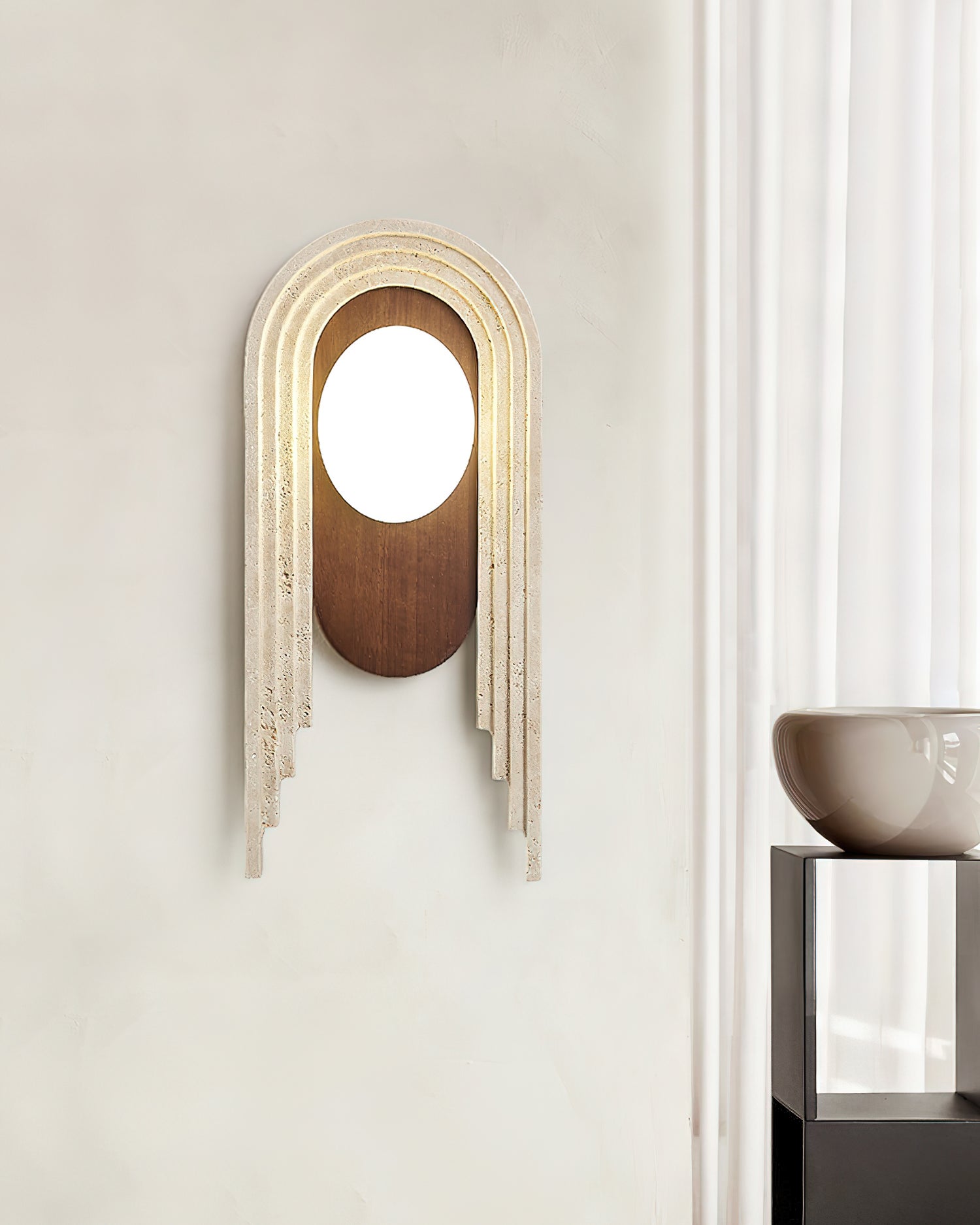 Uloryra Arch-Frame Travertine Wall Light-Neutral Decor