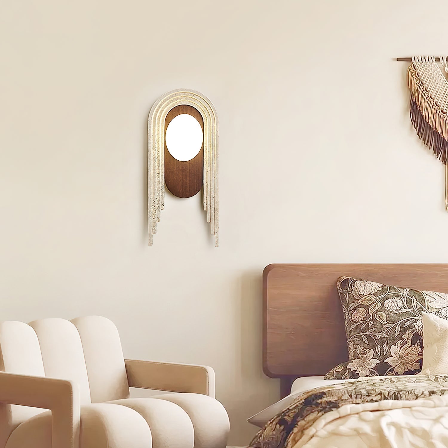 Uloryra Arch-Frame Travertine Wall Light-Neutral Decor