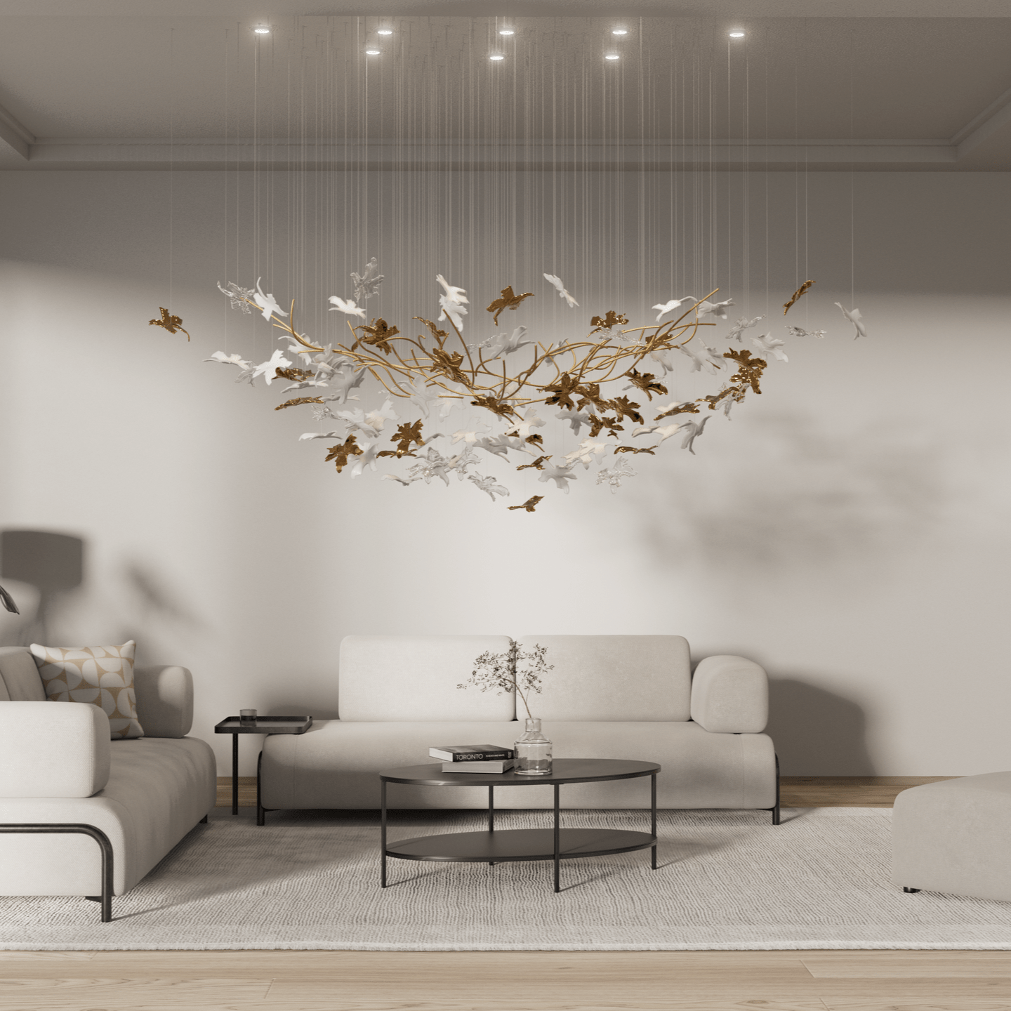Arinan Floral Glass Chandelier-Neutral Decor