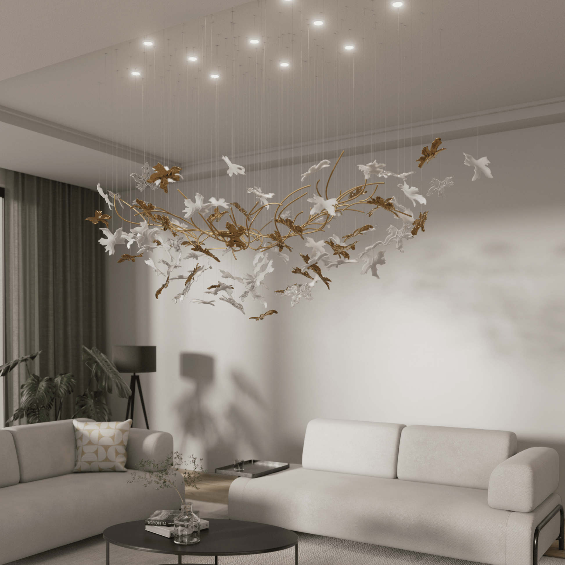 Arinan Floral Glass Chandelier-Neutral Decor