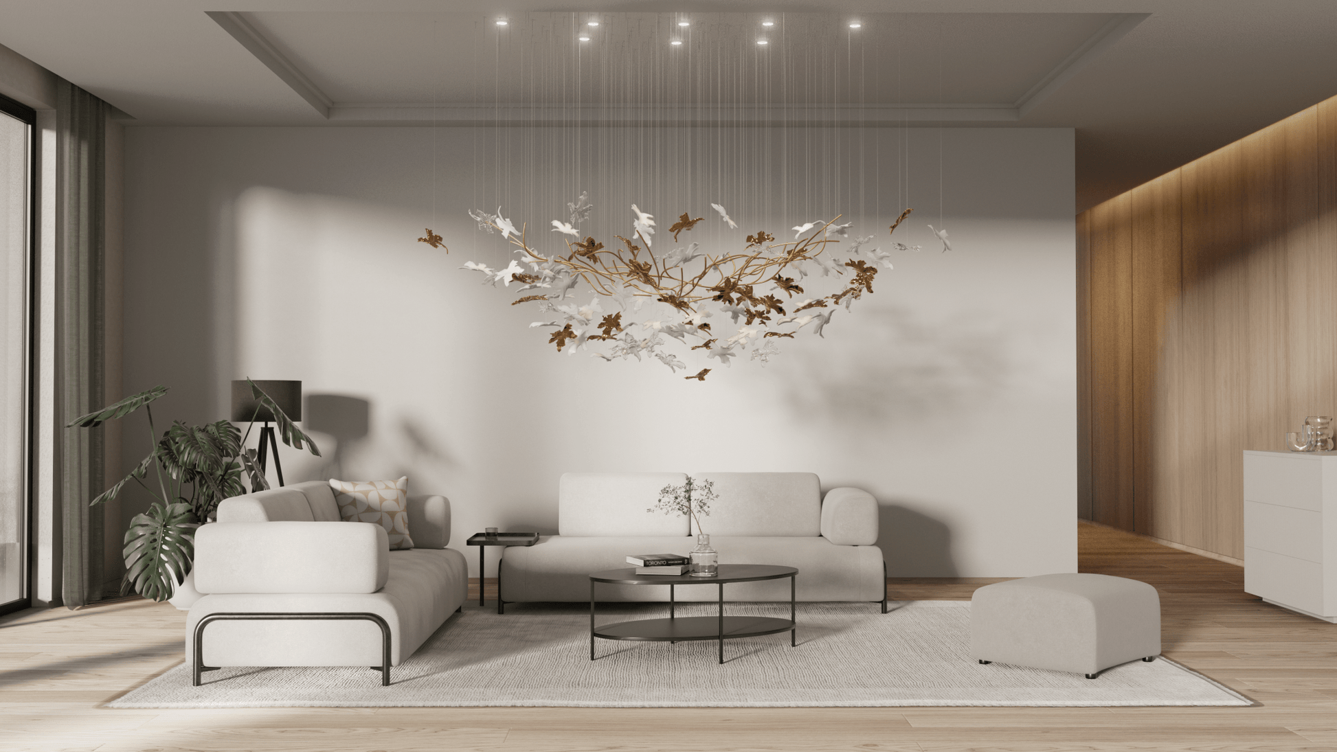 Arinan Floral Glass Chandelier-Neutral Decor
