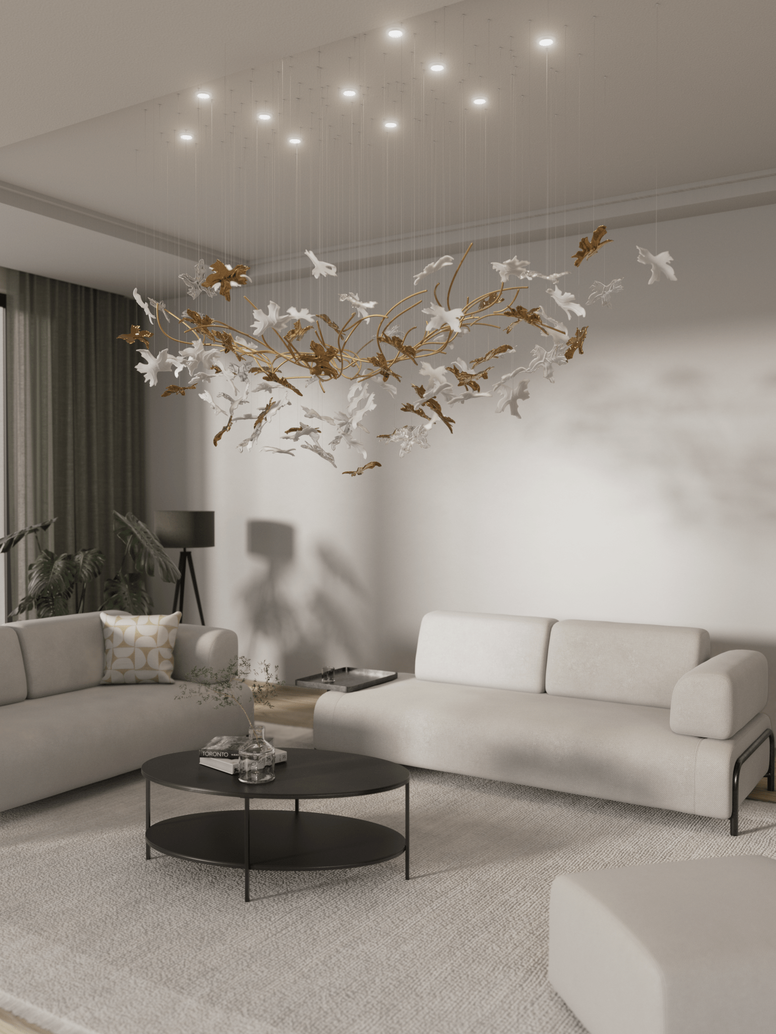 Arinan Floral Glass Chandelier-Neutral Decor