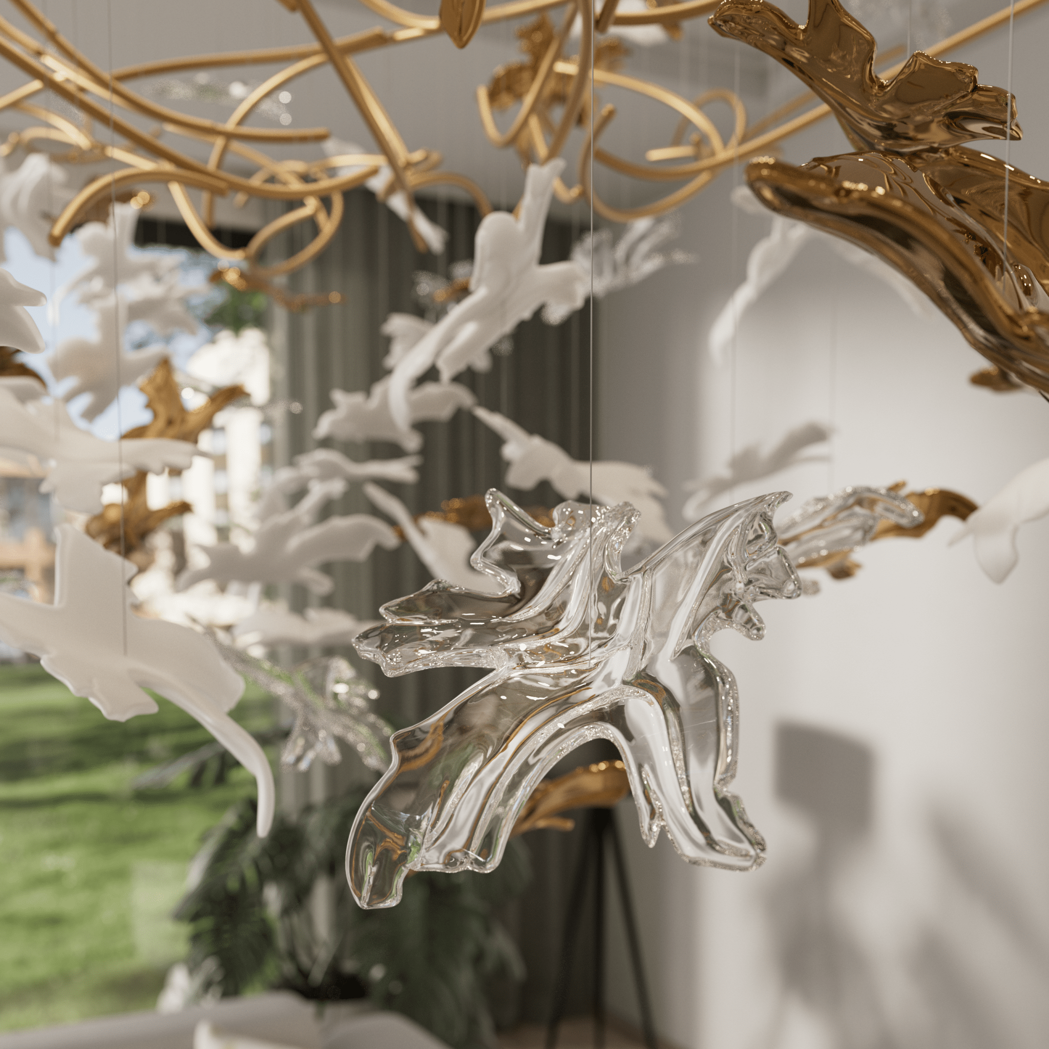 Arinan Floral Glass Chandelier-Neutral Decor